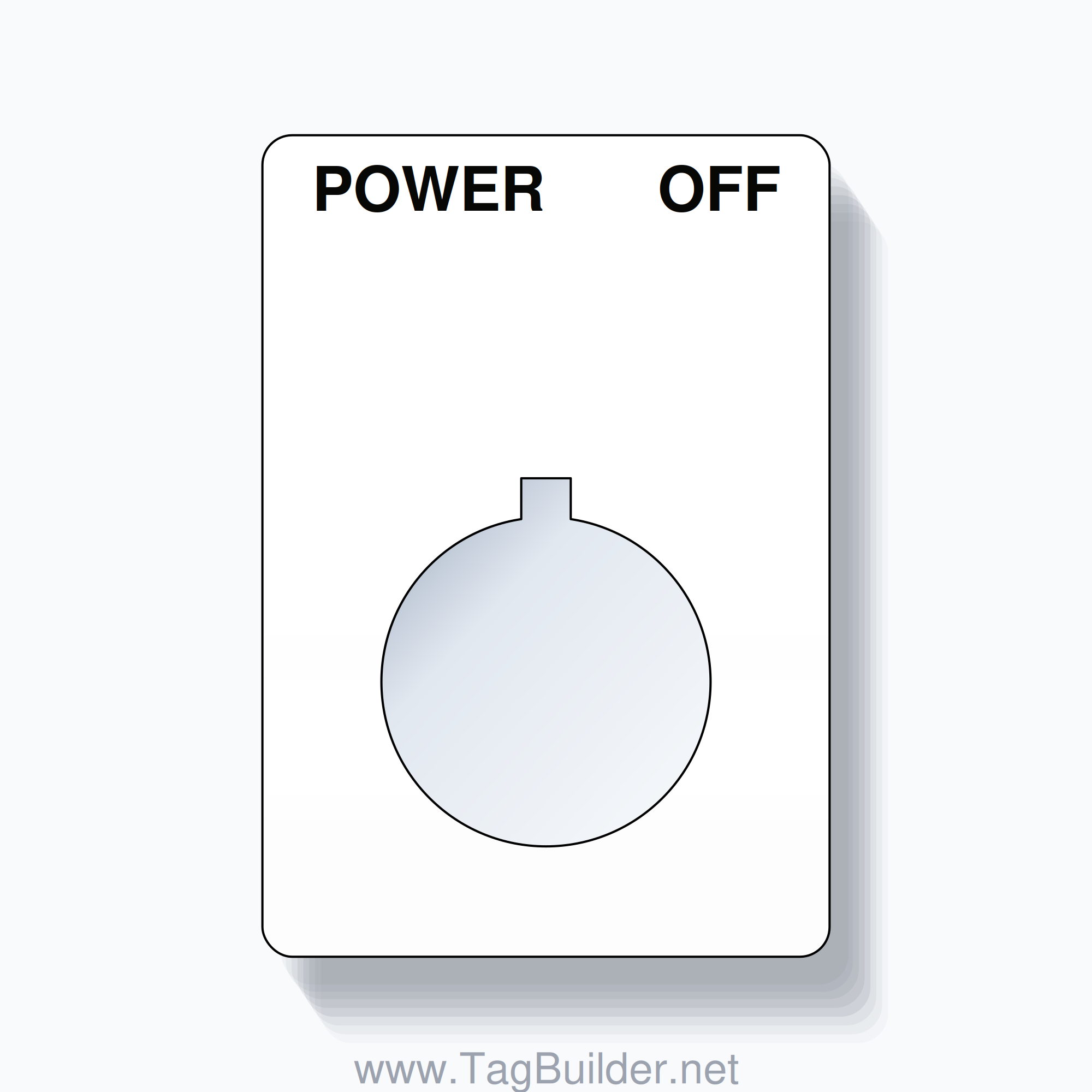 22mm Ring Tag – POWER OFF, Two-Line Rounded, Allen-Bradley Compatible, Black on White