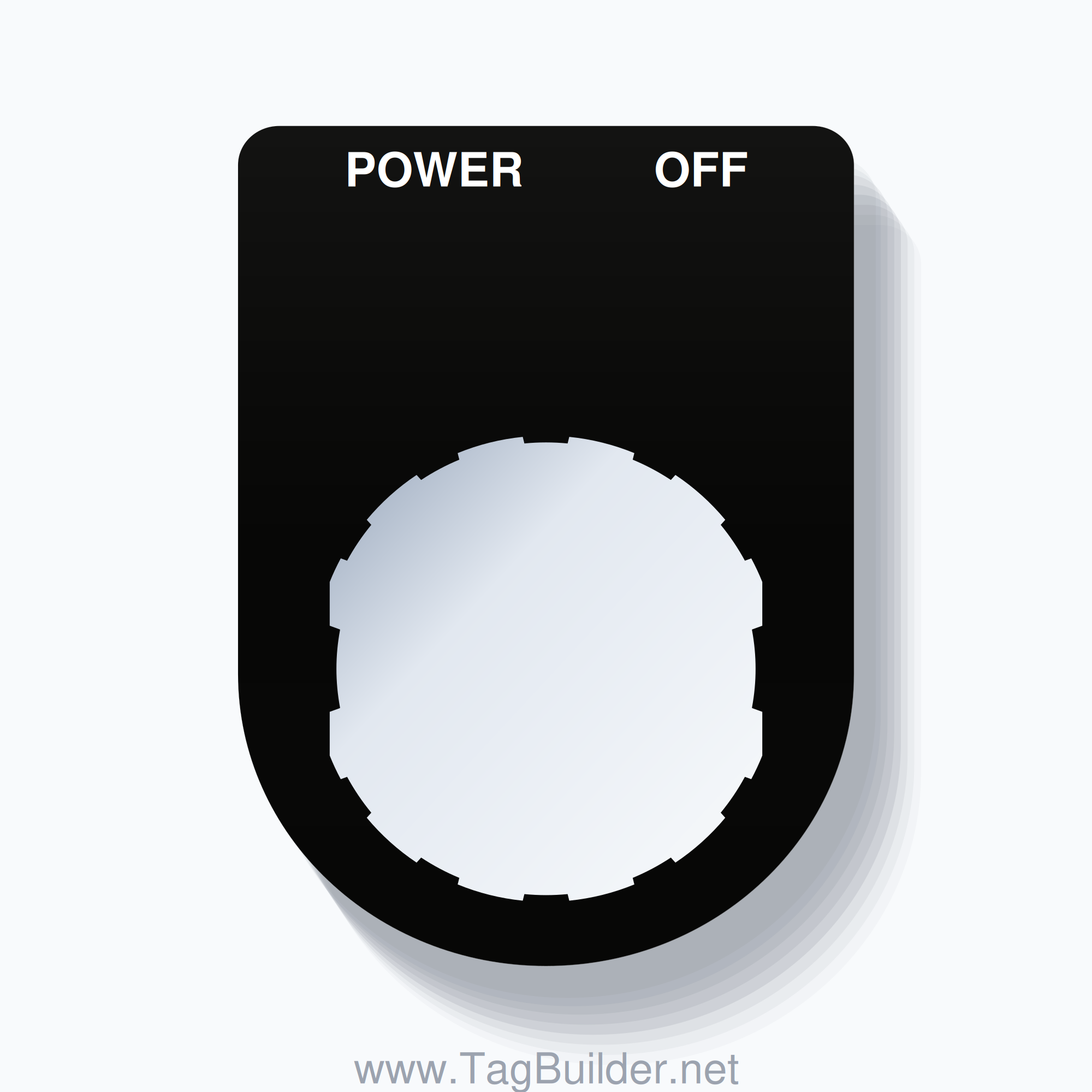 22mm Ring Tag – POWER OFF, Two-Line Slim, Schneider Electric Compatible, White on Black