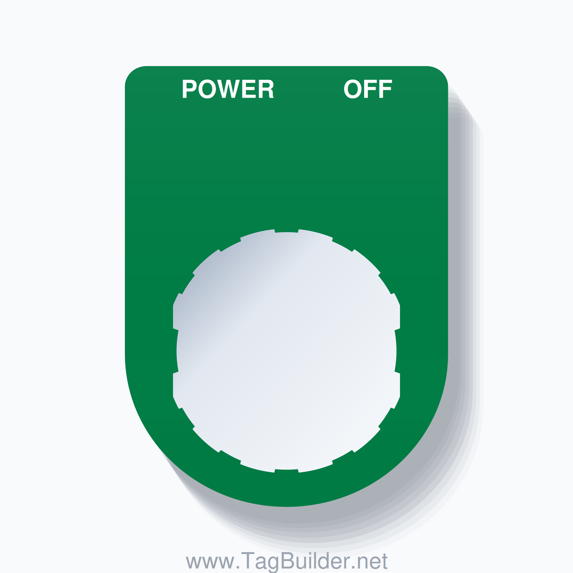22mm Ring Tag – POWER OFF, Two-Line Slim, Schneider Electric Compatible, White on Green