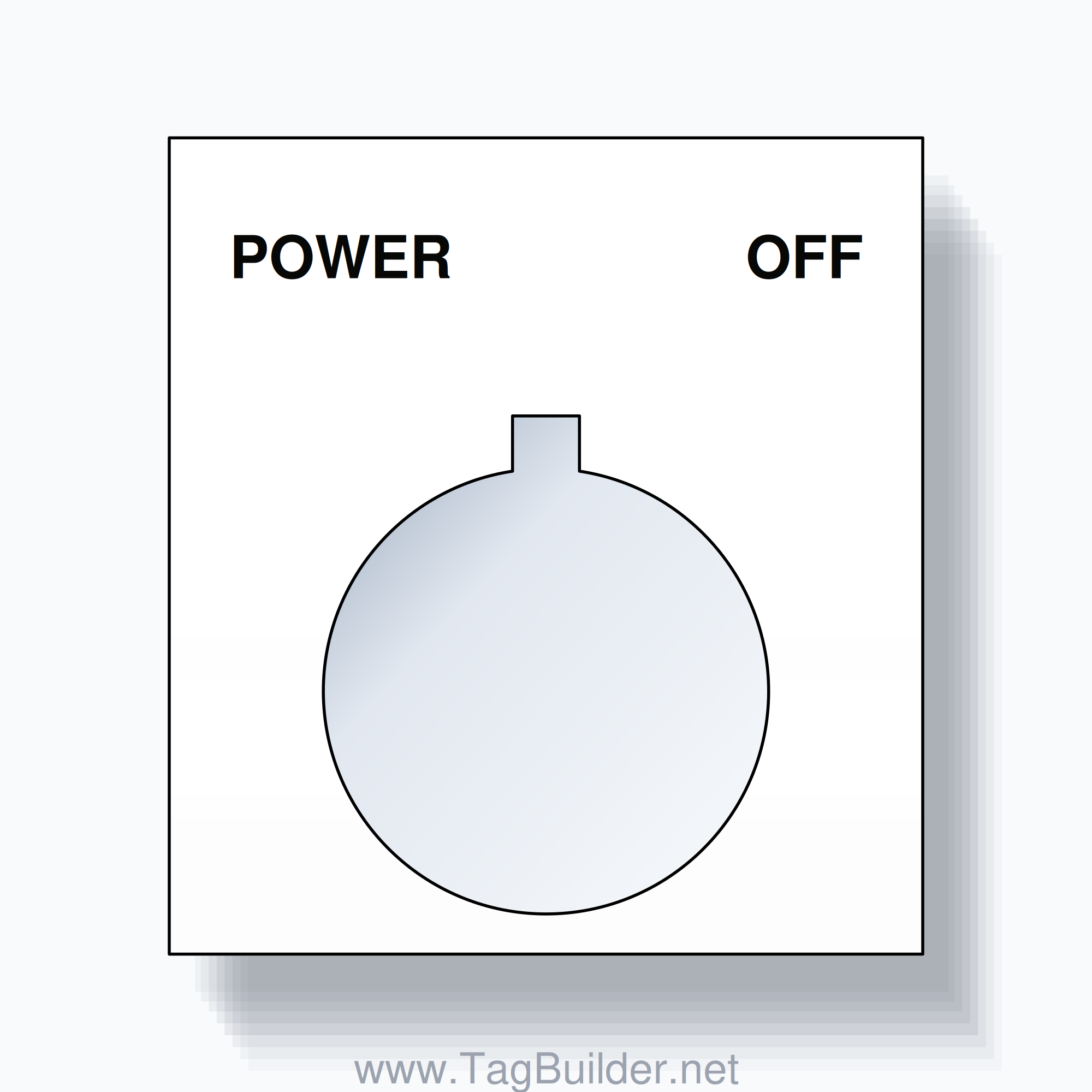 22mm Ring Tag – POWER OFF, Two-Line Square, Allen-Bradley Compatible, Black on White