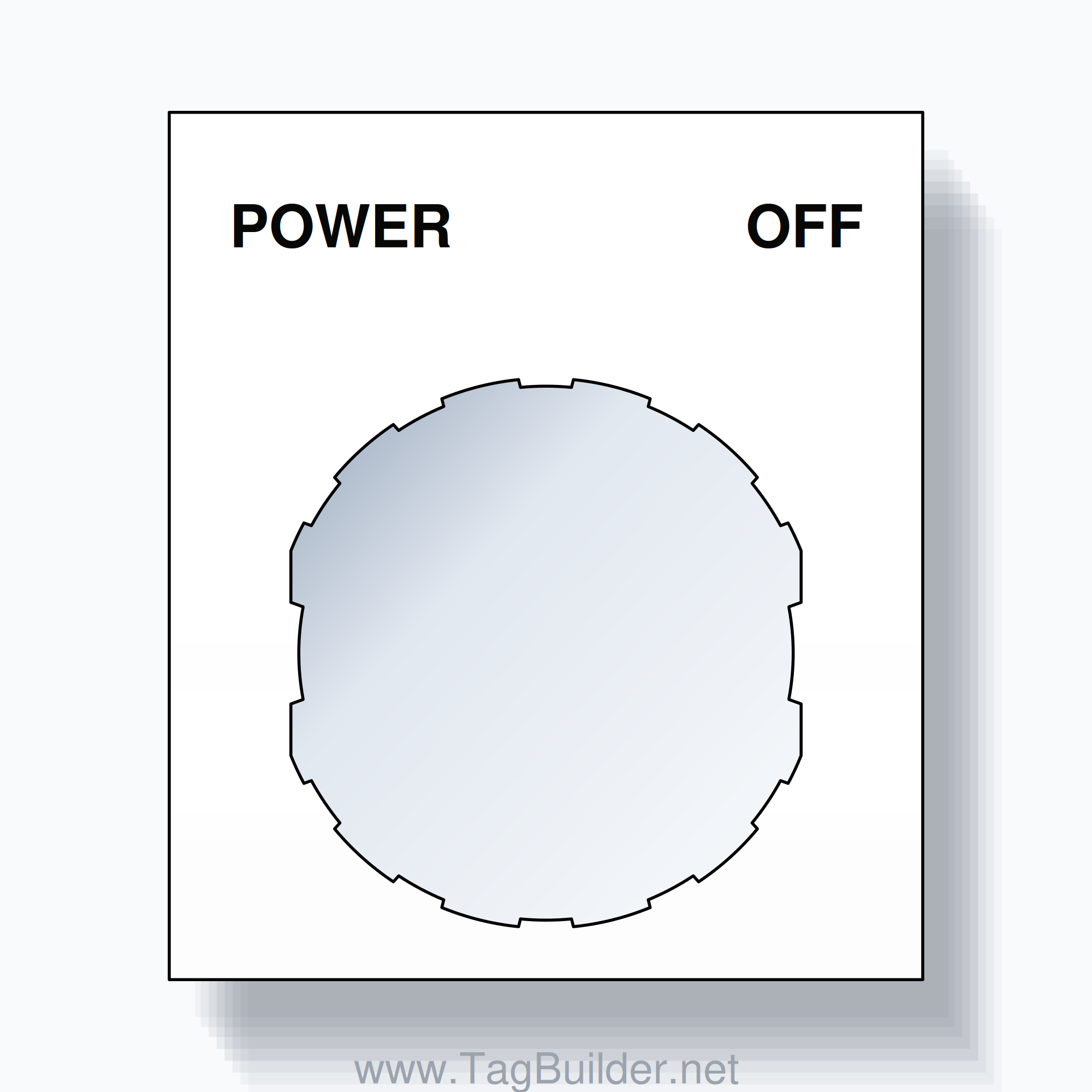 22mm Ring Tag – POWER OFF, Two-Line Square, Schneider Electric Compatible, Black on White