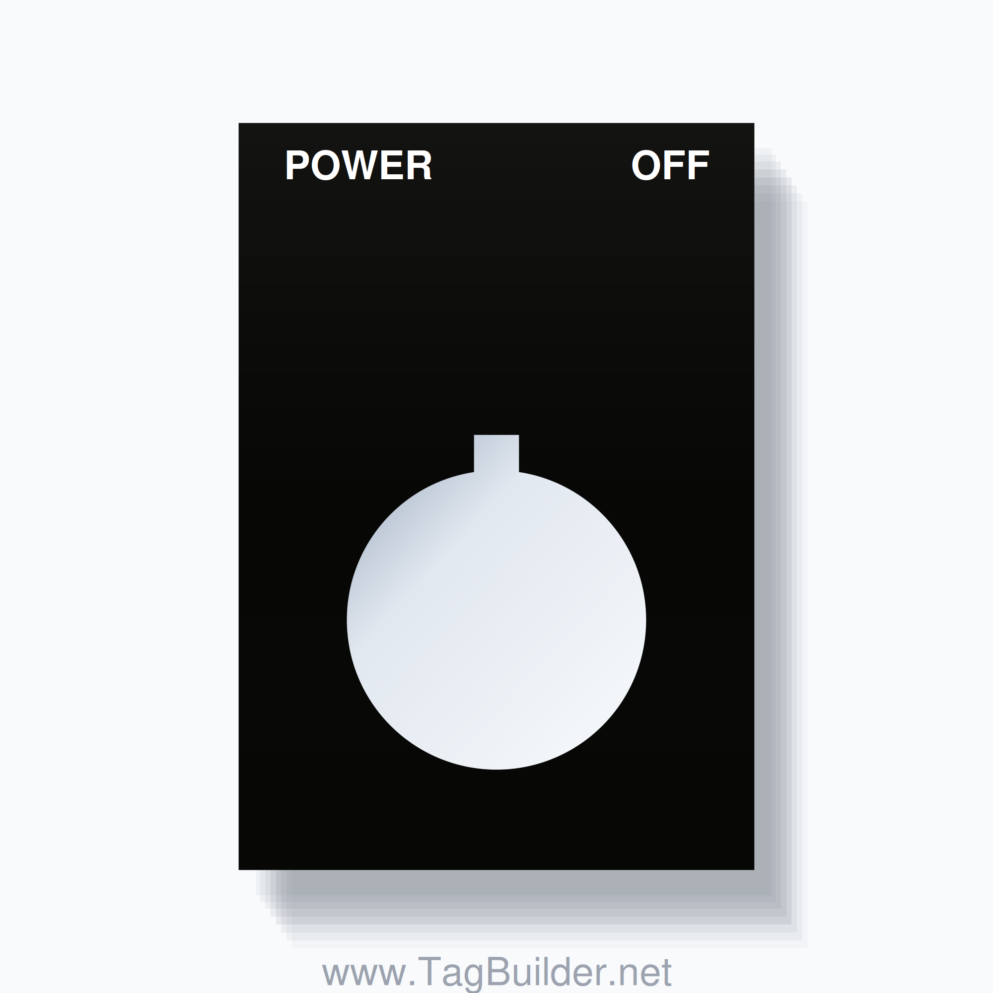 22mm Ring Tag – POWER OFF, Two-Line Squared, Allen-Bradley Compatible, White on Black