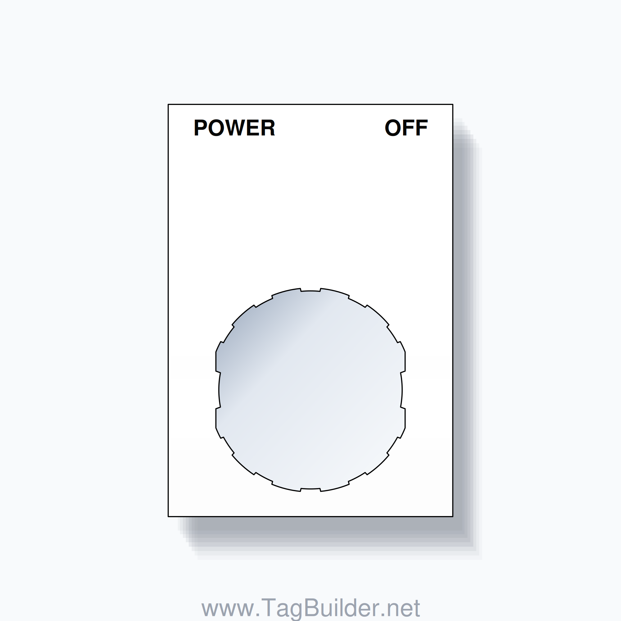 22mm Ring Tag – POWER OFF, Two-Line Squared, Schneider Electric Compatible, Black on White