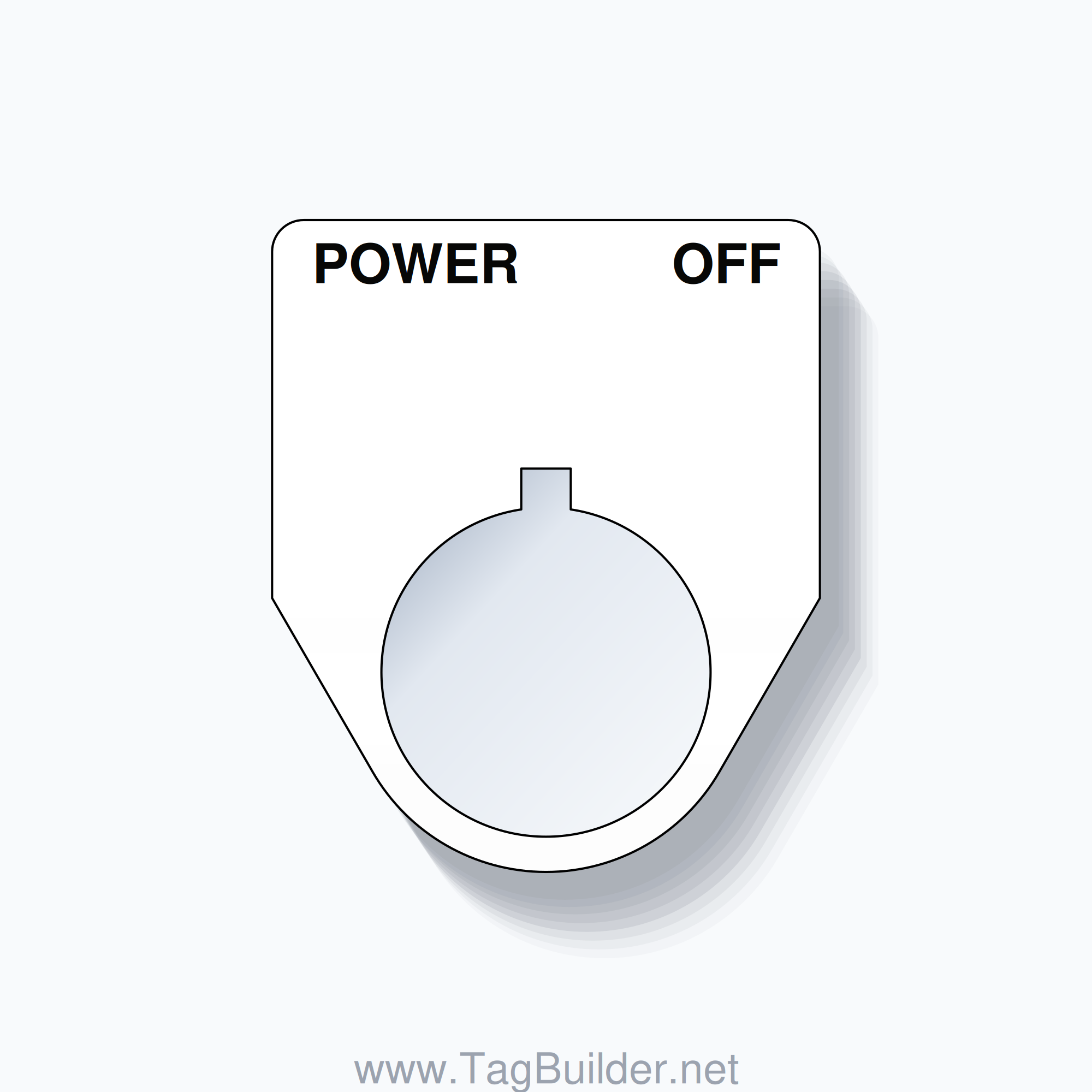 22mm Ring Tag – POWER OFF, Two-Line Traditional, Allen-Bradley Compatible, Black on White