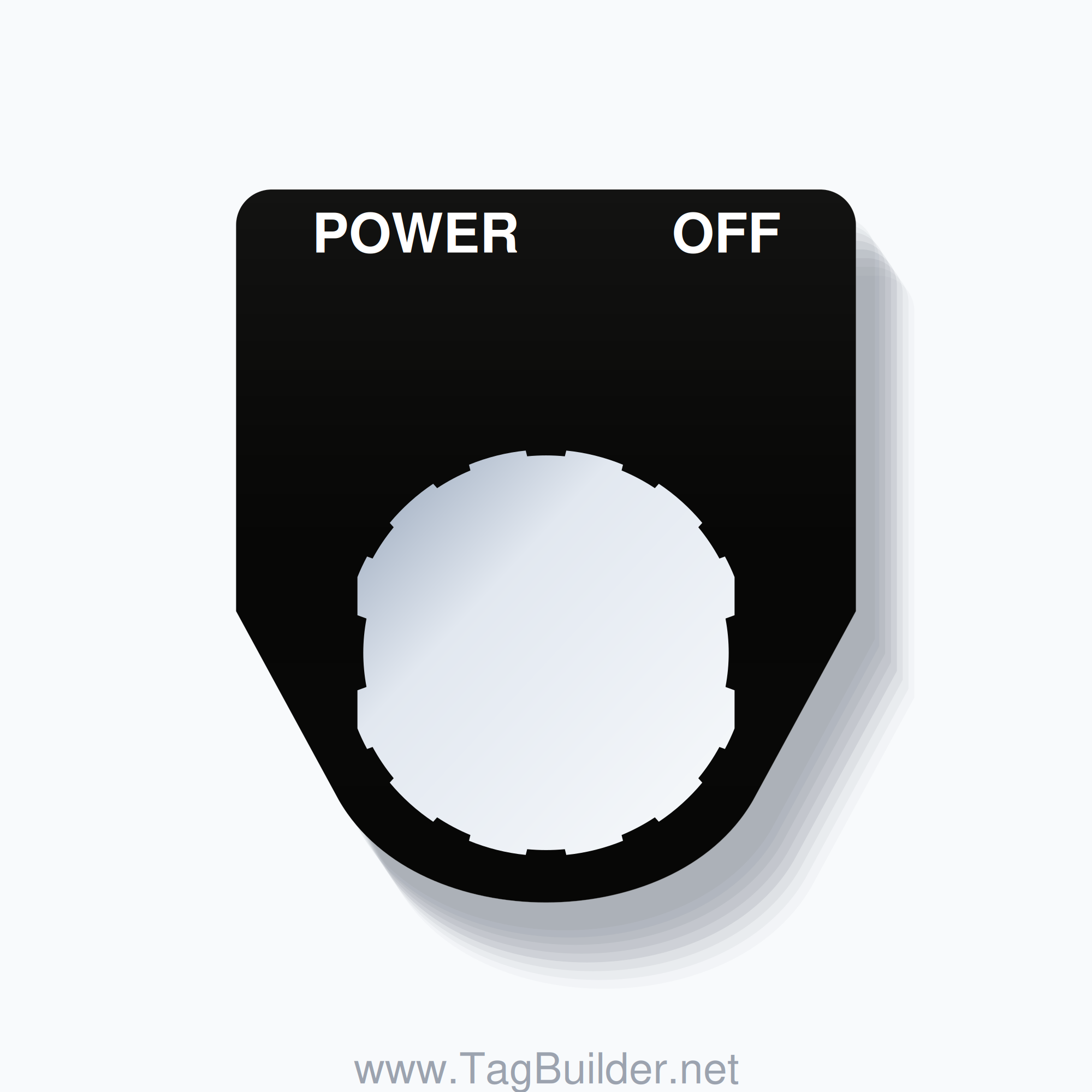 22mm Ring Tag – POWER OFF, Two-Line Traditional, Schneider Electric Compatible, White on Black
