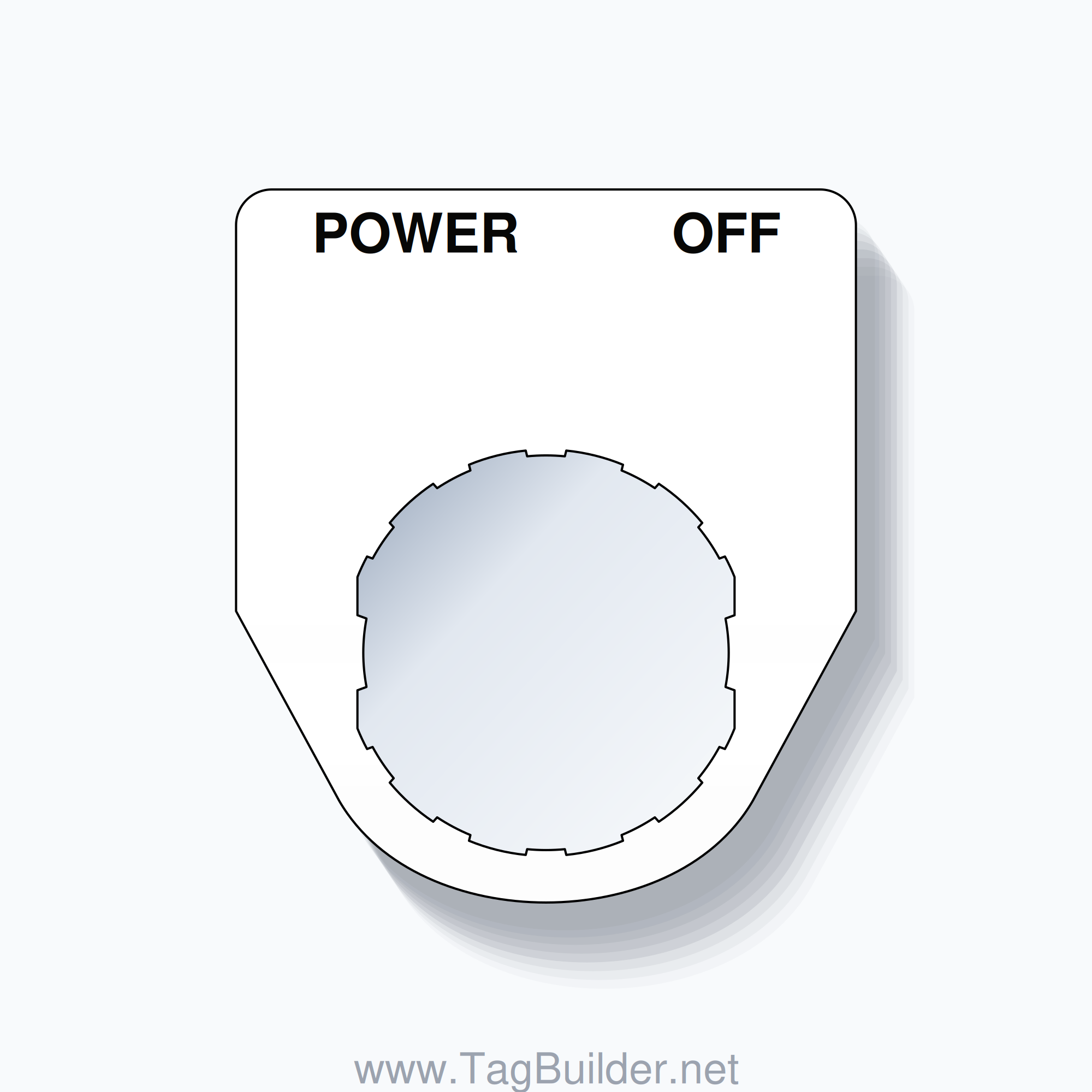 22mm Ring Tag – POWER OFF, Two-Line Traditional, Schneider Electric Compatible, Black on White