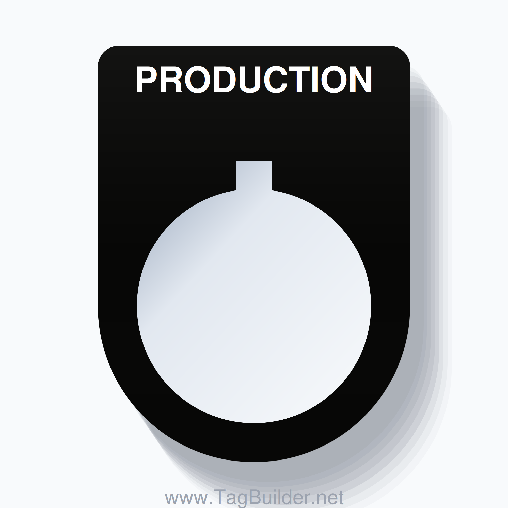 22mm Ring Tag – PRODUCTION, Single-Line Slim, Allen-Bradley Compatible, White on Black