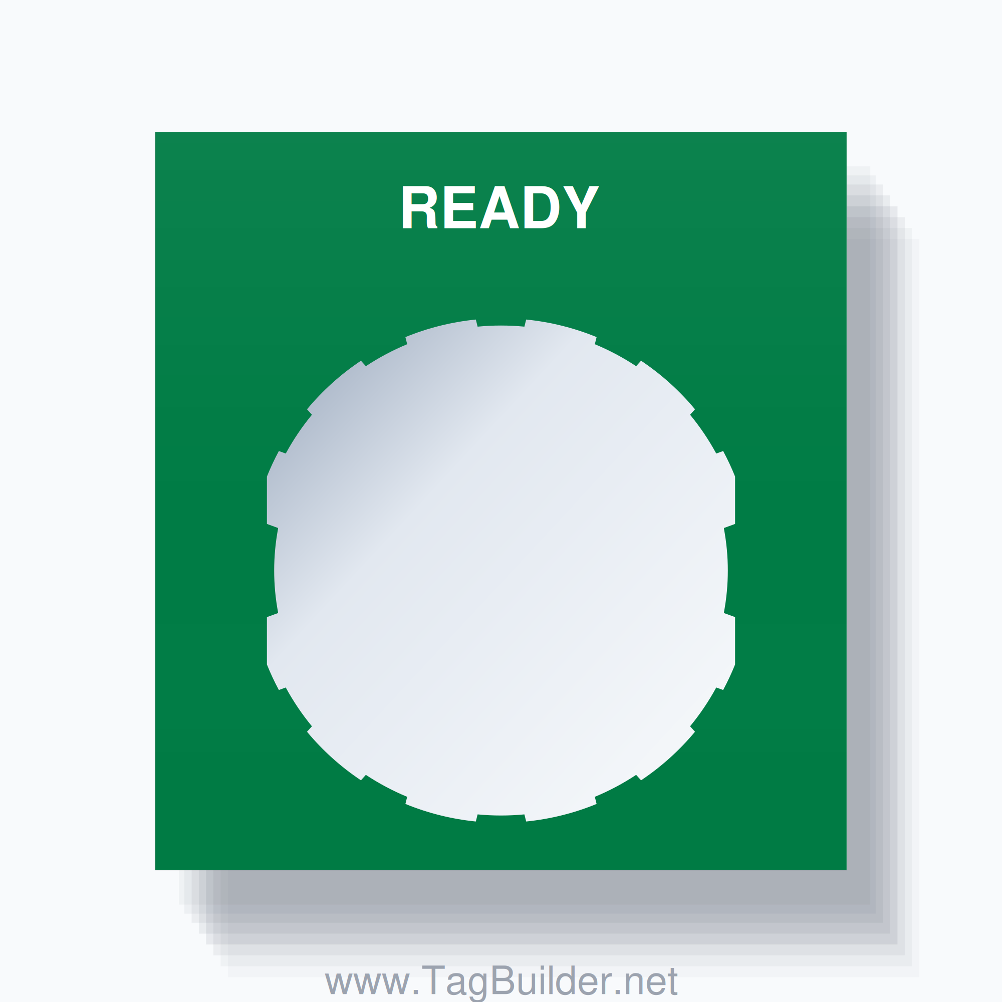 22mm Ring Tag – READY, Single-Line Square, Schneider Electric Compatible, White on Green