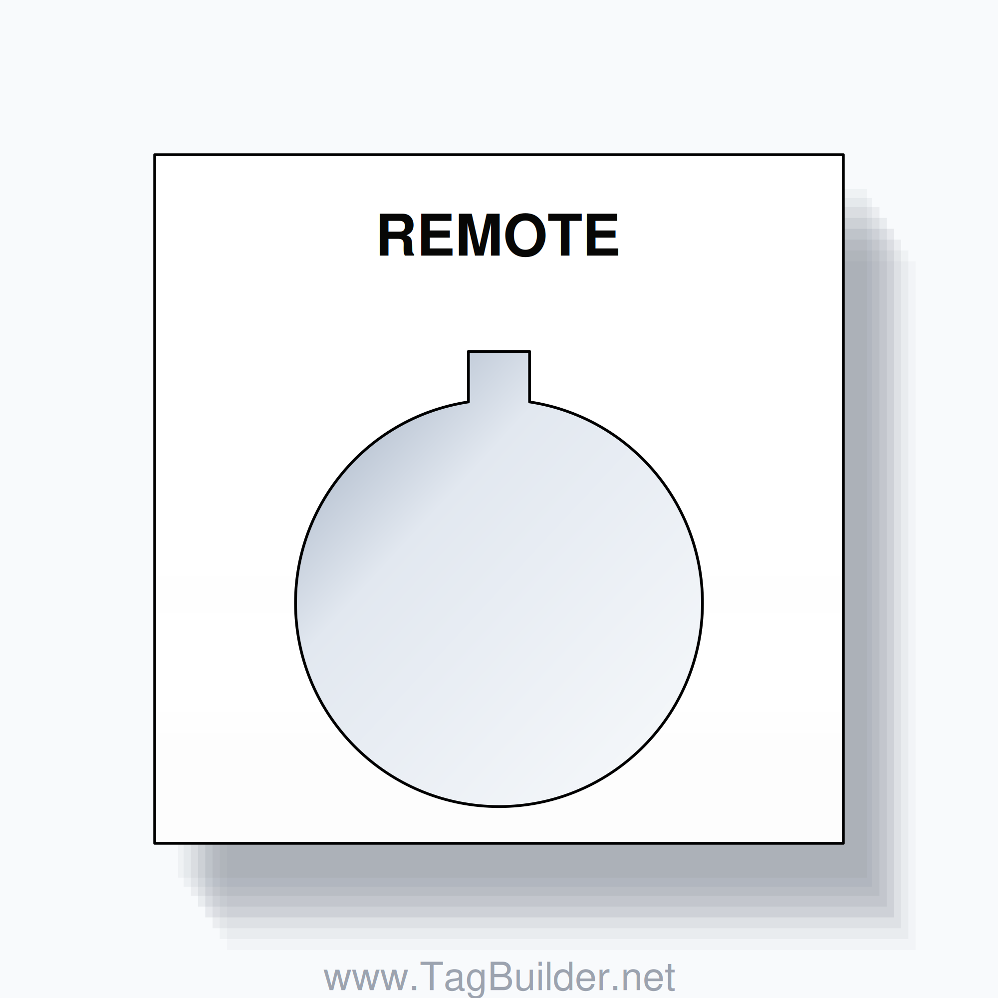 22mm Ring Tag – REMOTE, Single-Line Square, Allen-Bradley Compatible, Black on White