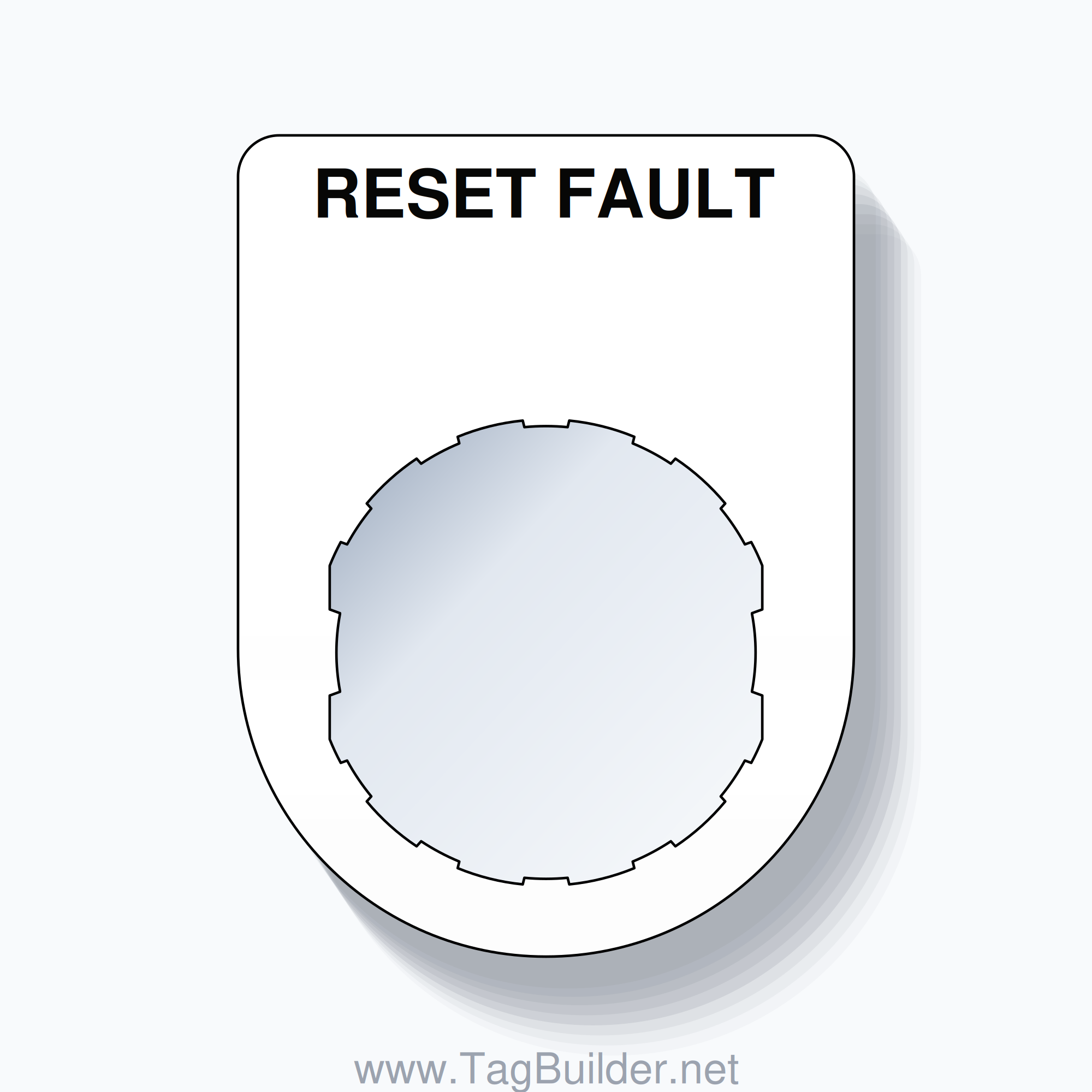 22mm Ring Tag – RESET FAULT, Single-Line Slim, Schneider Electric Compatible, Black on White