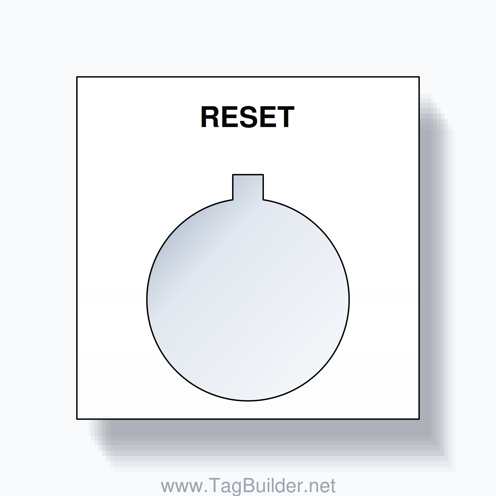 22mm Ring Tag – RESET, Single-Line Square, Allen-Bradley Compatible, Black on White