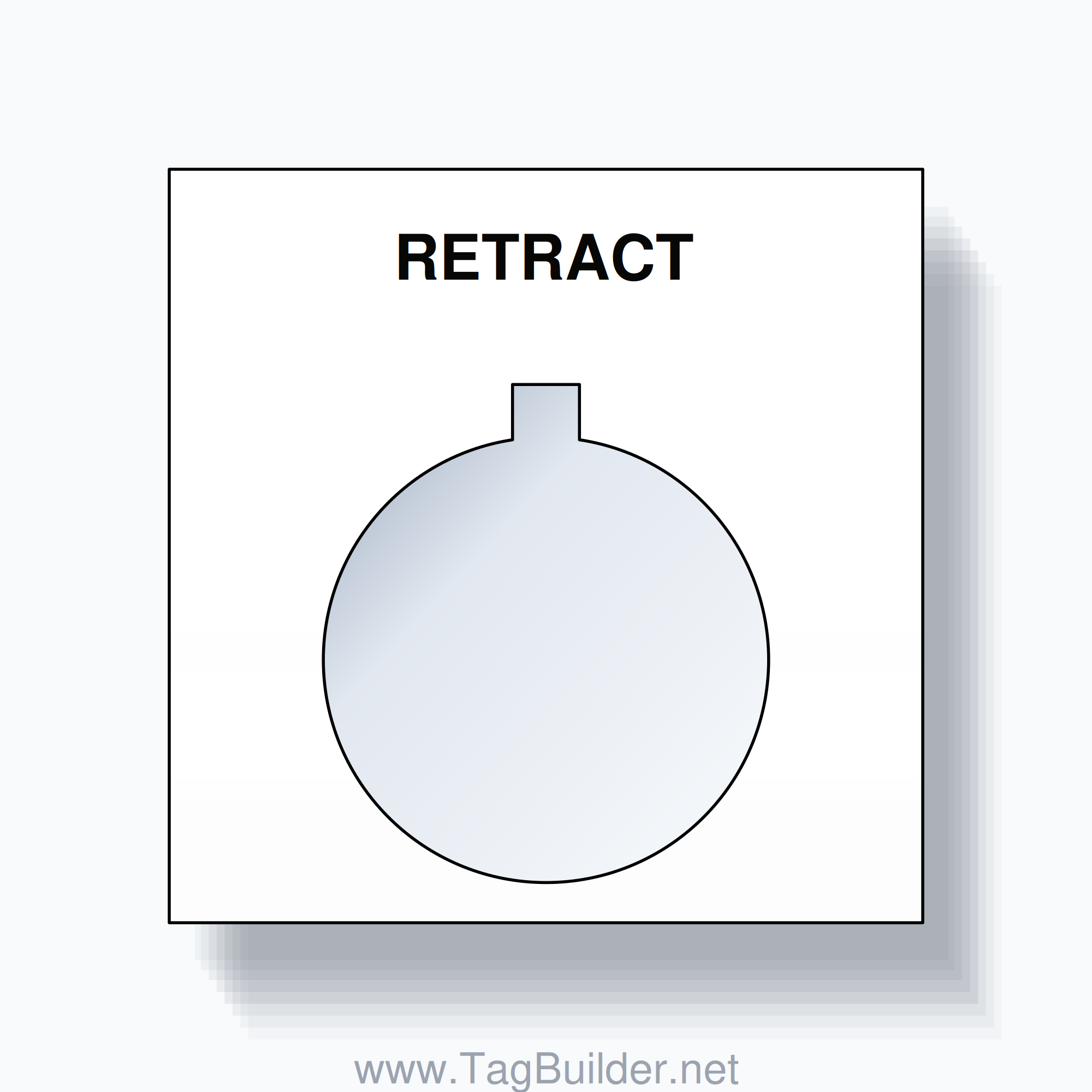 22mm Ring Tag – RETRACT, Single-Line Square, Allen-Bradley Compatible, Black on White