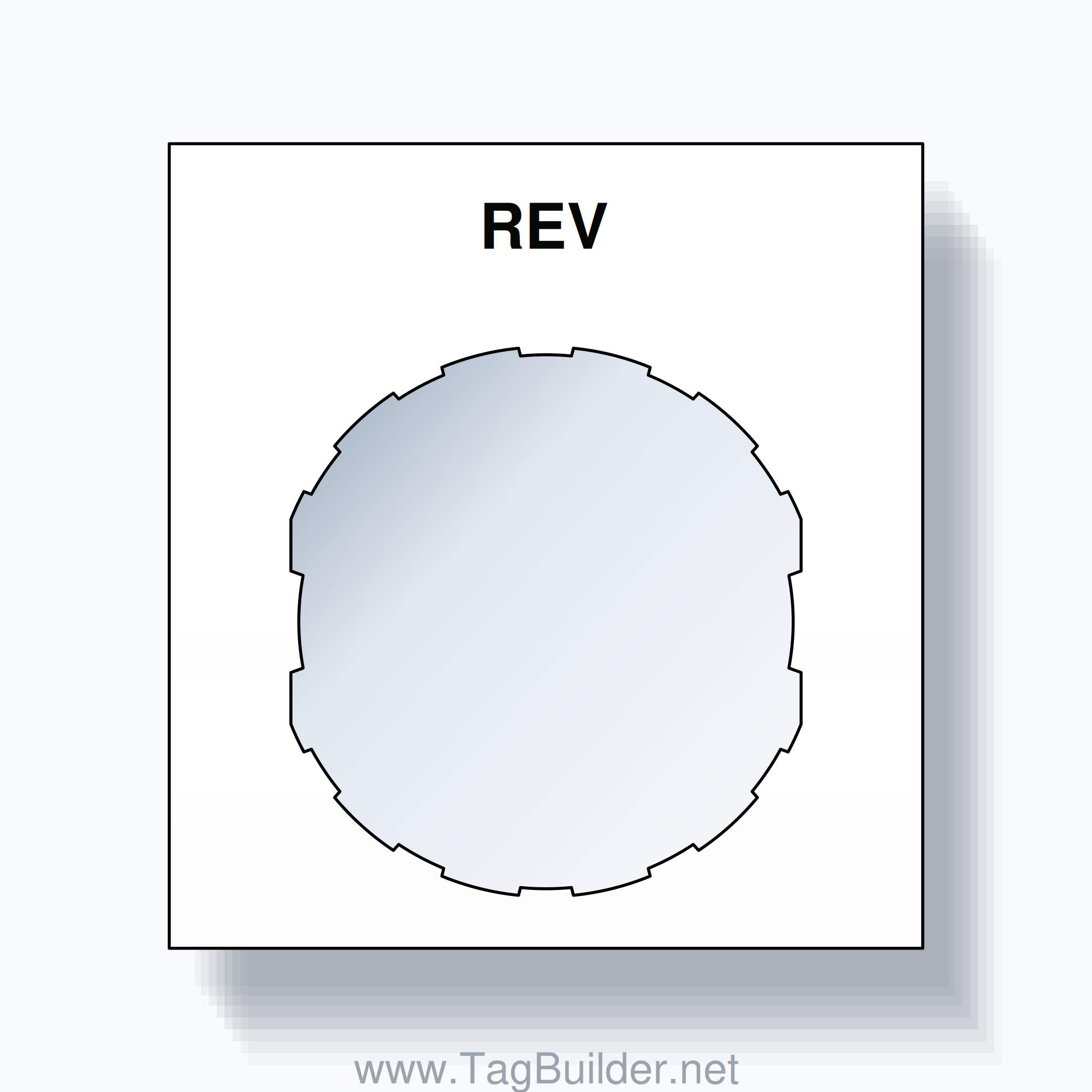 22mm Ring Tag – REV, Single-Line Square, Schneider Electric Compatible, Black on White