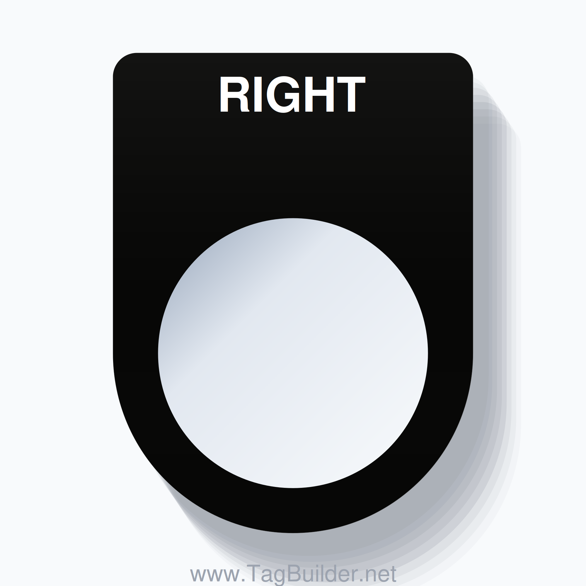 22mm Ring Tag – RIGHT, Single-Line Slim, White on Black