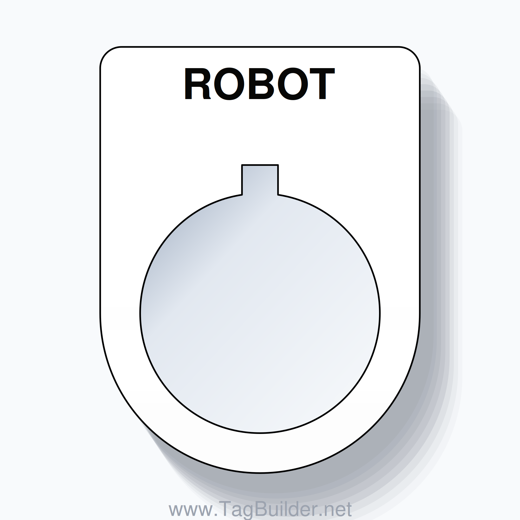 22mm Ring Tag – ROBOT, Single-Line Slim, Allen-Bradley Compatible, Black on White