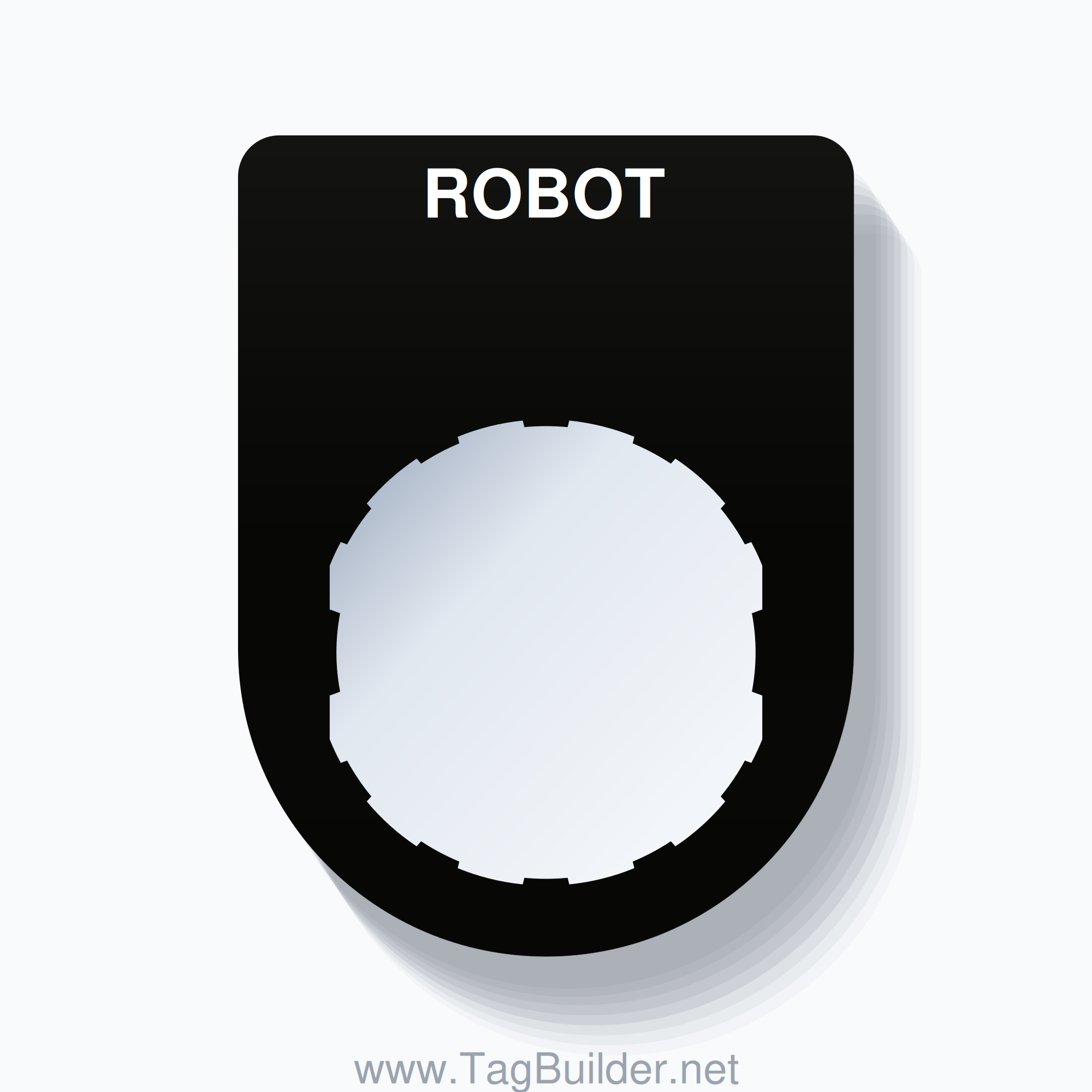 22mm Ring Tag – ROBOT, Single-Line Slim, Schneider Electric Compatible, White on Black