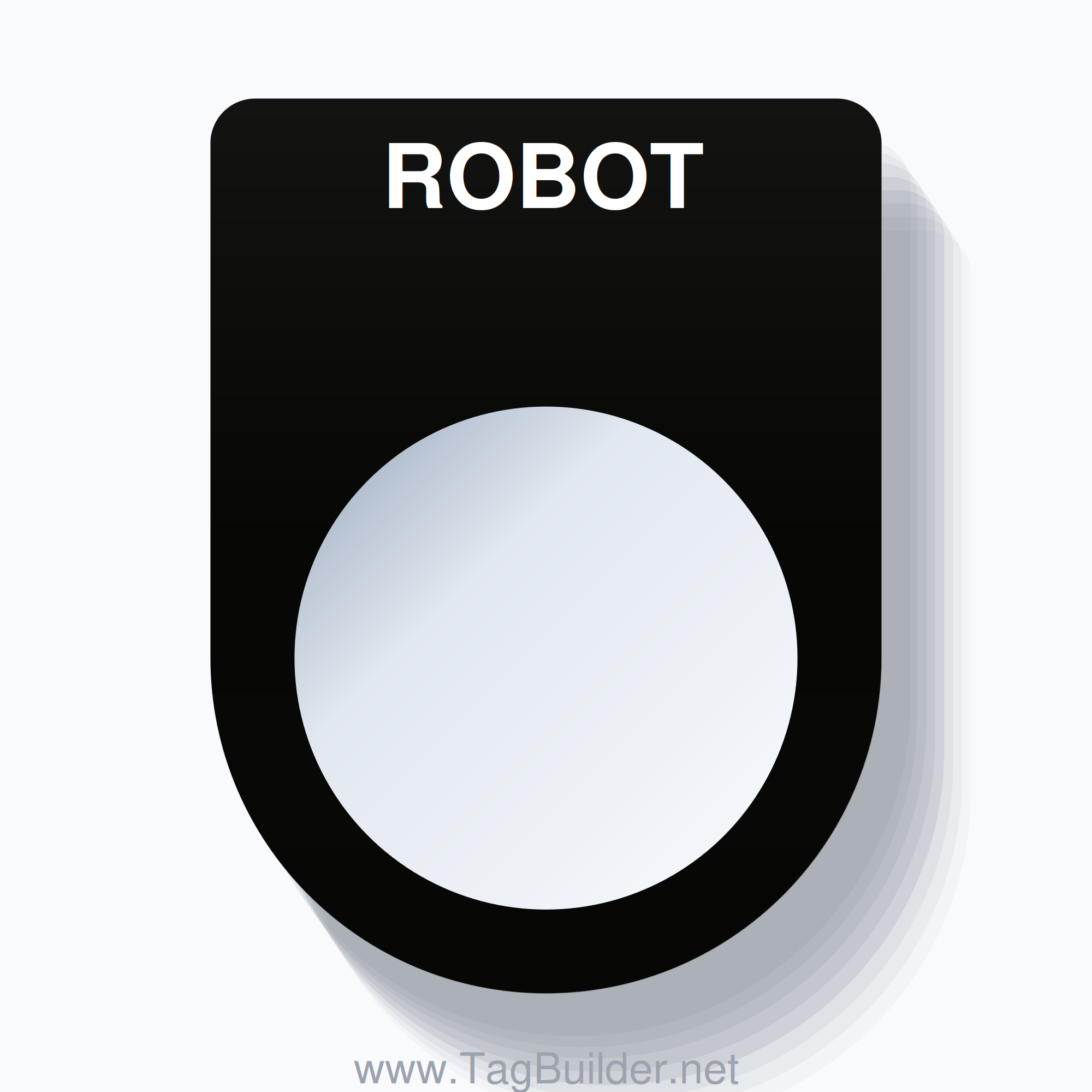 22mm Ring Tag – ROBOT, Single-Line Slim, White on Black