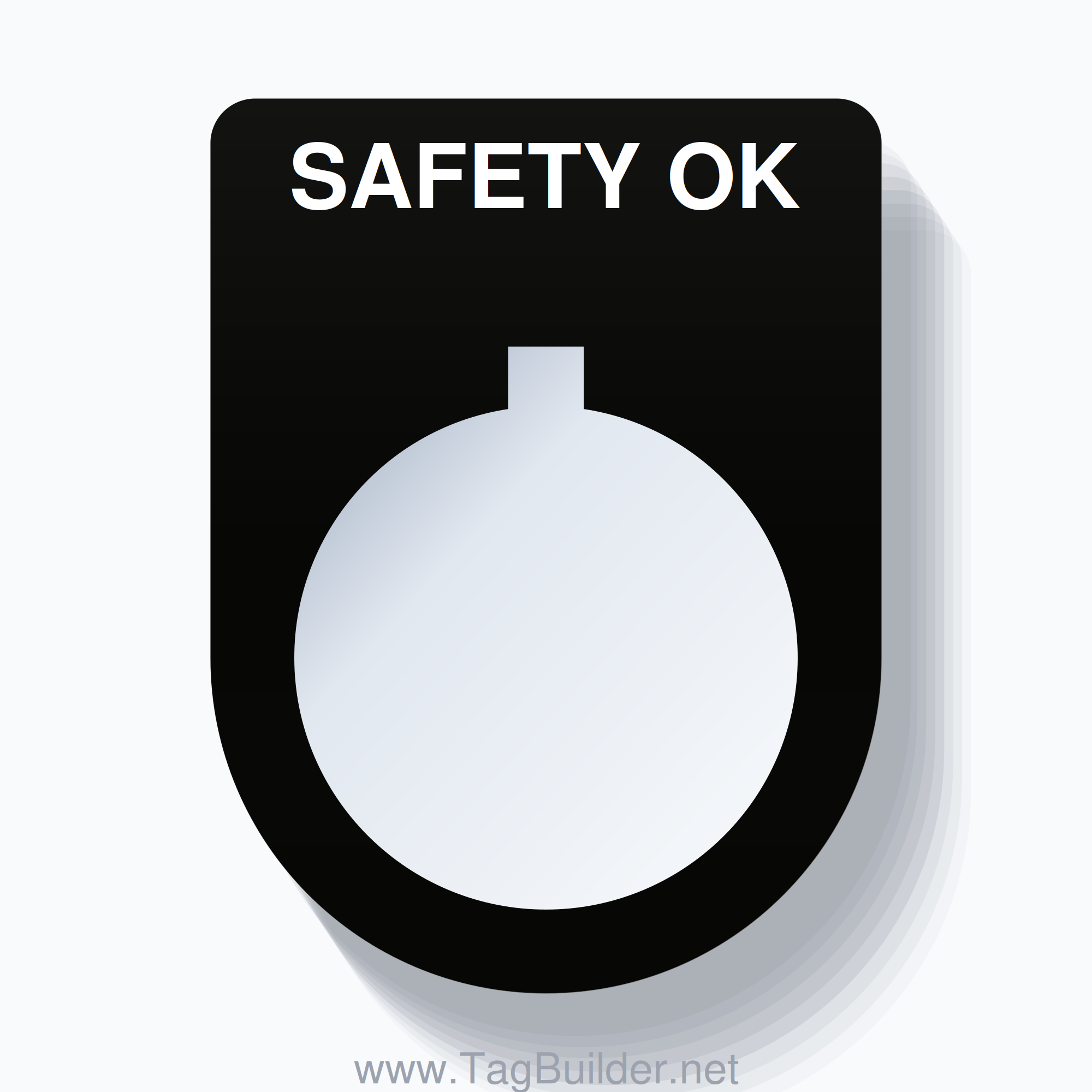 22mm Ring Tag – SAFETY OK, Single-Line Slim, Allen-Bradley Compatible, White on Black