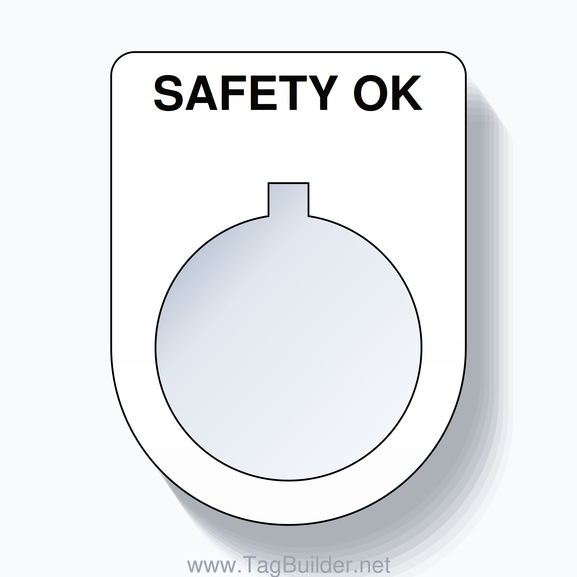 22mm Ring Tag – SAFETY OK, Single-Line Slim, Allen-Bradley Compatible, Black on White