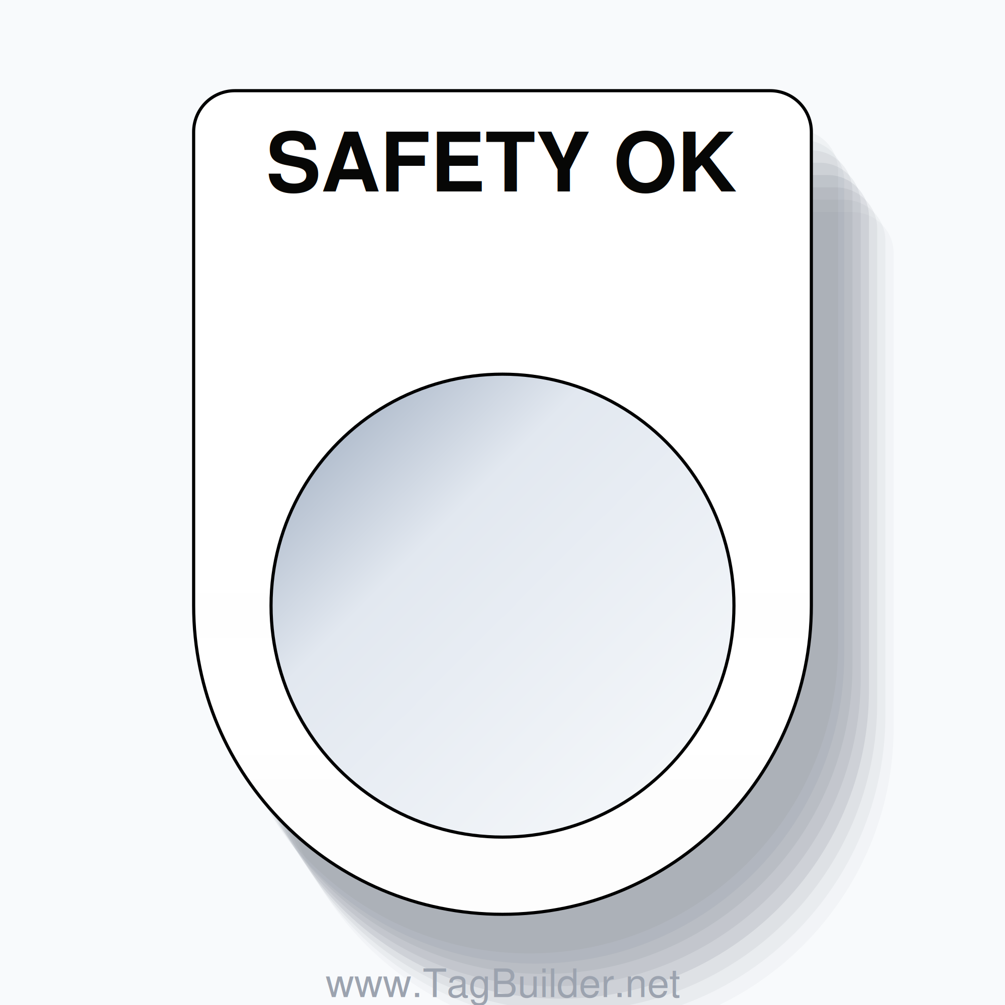 22mm Ring Tag – SAFETY OK, Single-Line Slim, Black on White