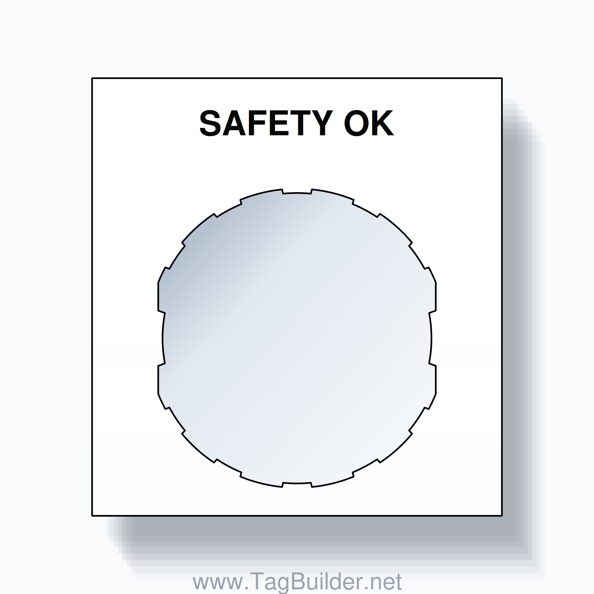 22mm Ring Tag – SAFETY OK, Single-Line Square, Schneider Electric Compatible, Black on White