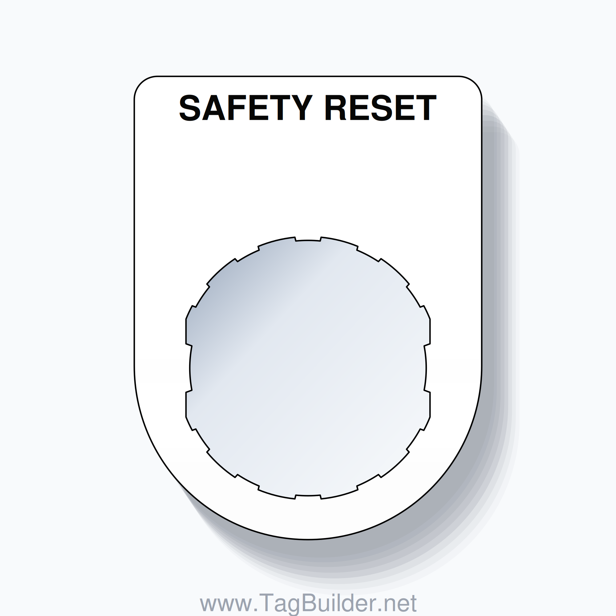 22mm Ring Tag – SAFETY RESET, Single-Line Slim, Schneider Electric Compatible, Black on White