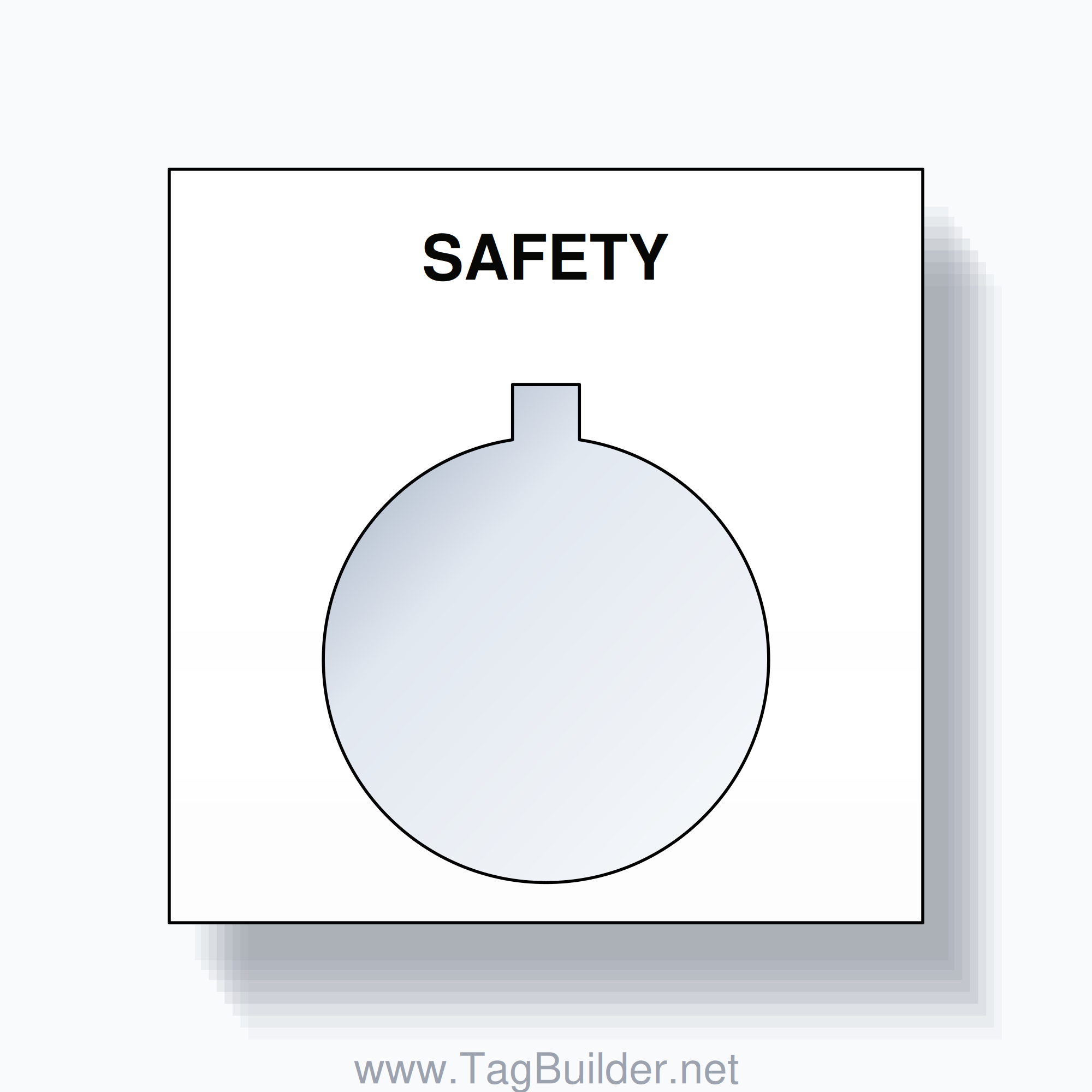 22mm Ring Tag – SAFETY, Single-Line Square, Allen-Bradley Compatible, Black on White