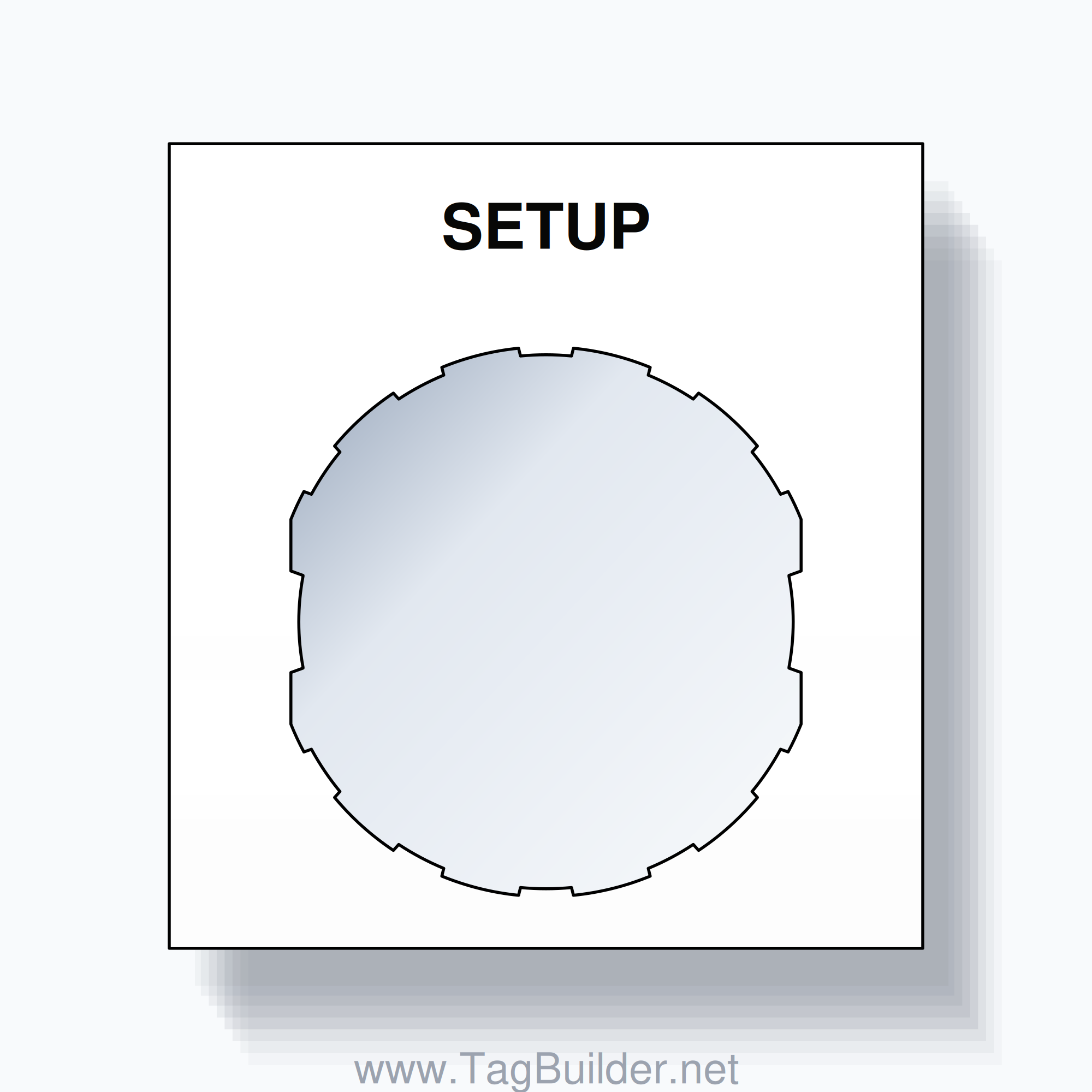 22mm Ring Tag – SETUP, Single-Line Square, Schneider Electric Compatible, Black on White