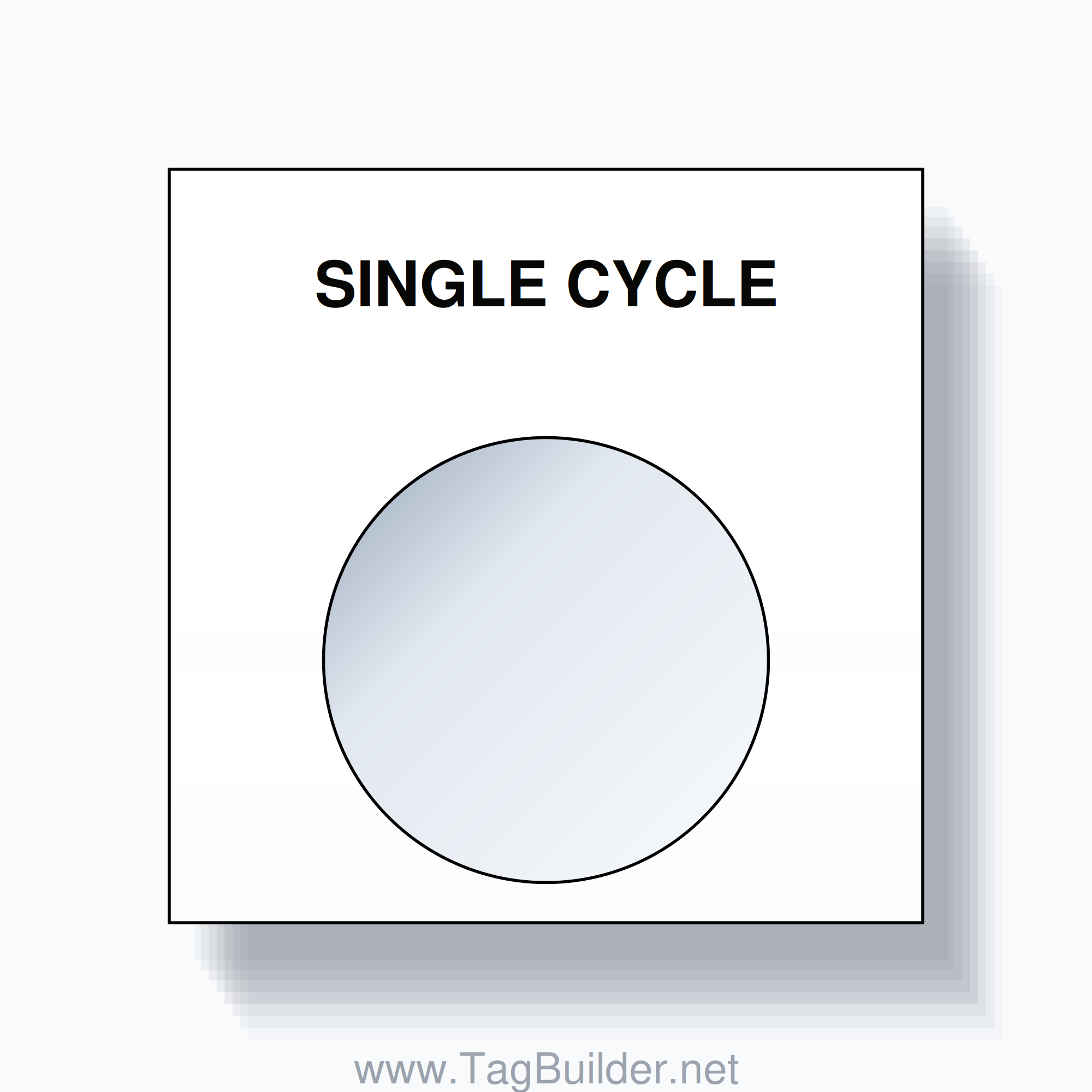 22mm Ring Tag – SINGLE CYCLE, Single-Line Square, Black on White