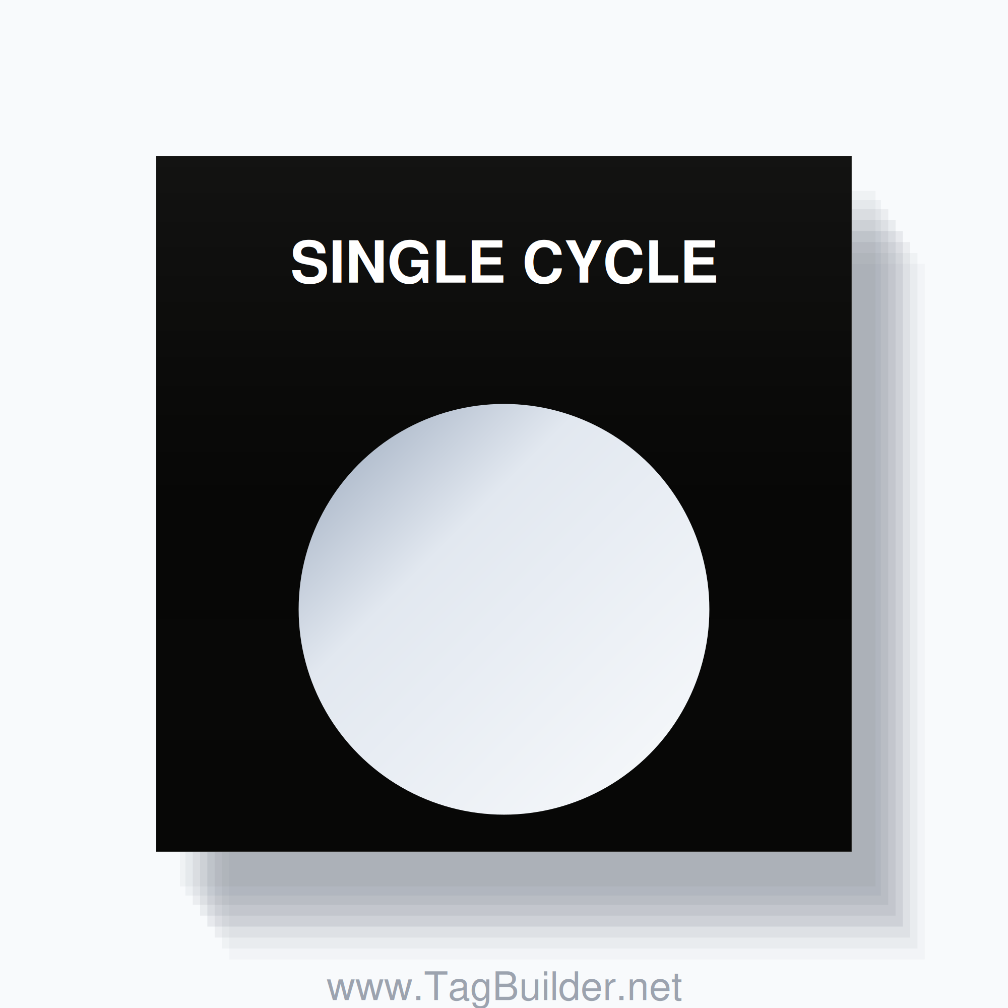 22mm Ring Tag – SINGLE CYCLE, Single-Line Square, White on Black