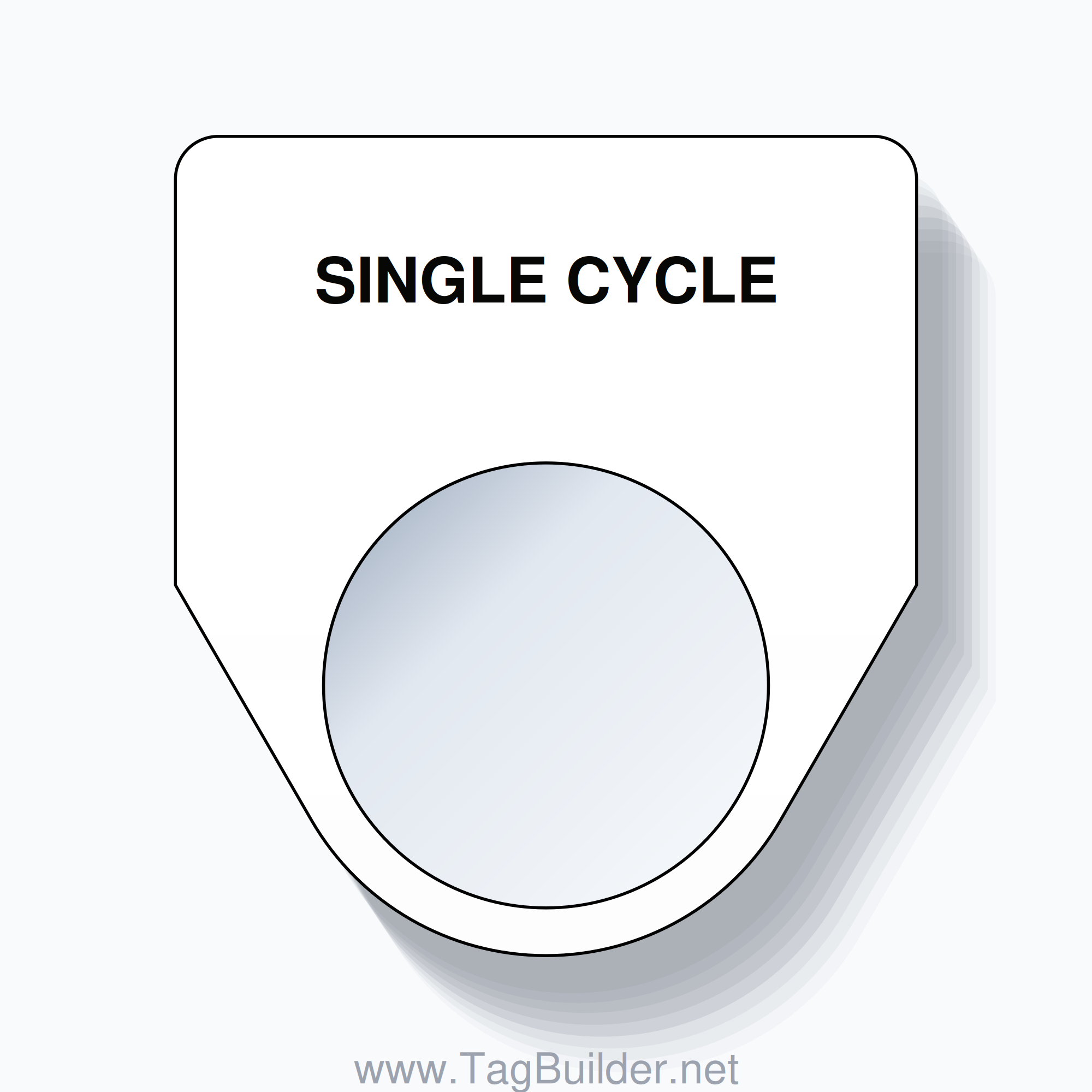 22mm Ring Tag – SINGLE CYCLE, Single-Line Traditional, Black on White