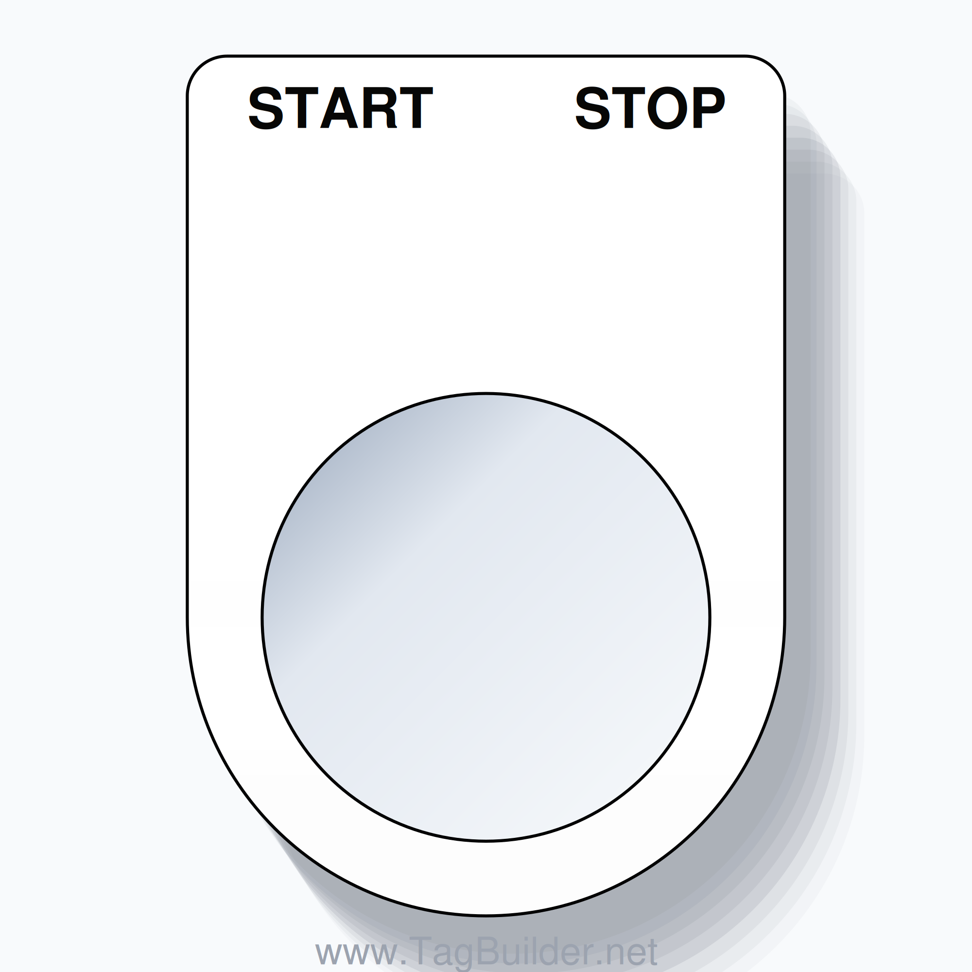 22mm Ring Tag – START STOP, Two-Line Slim, Black on White