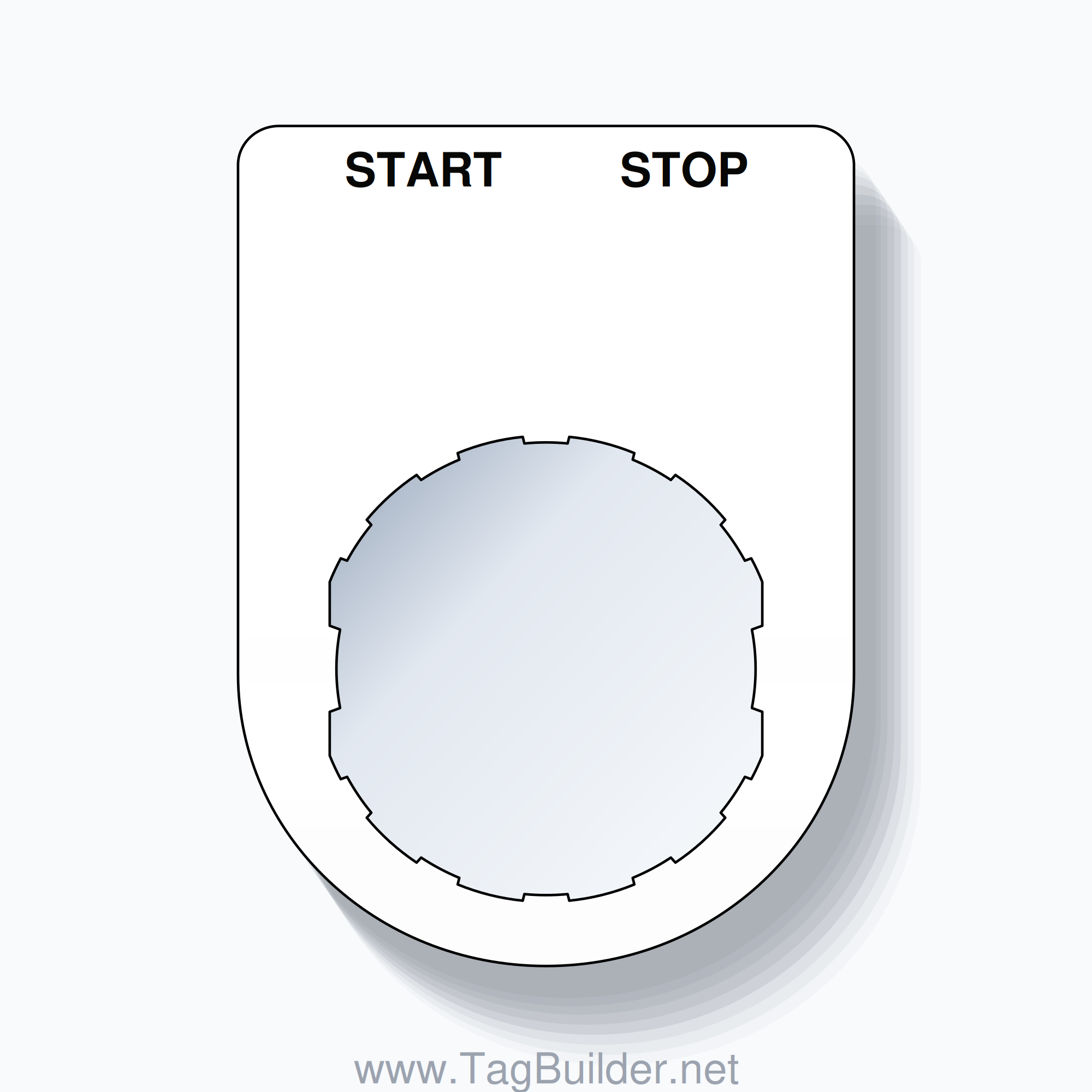 22mm Ring Tag – START STOP, Two-Line Slim, Schneider Electric Compatible, Black on White
