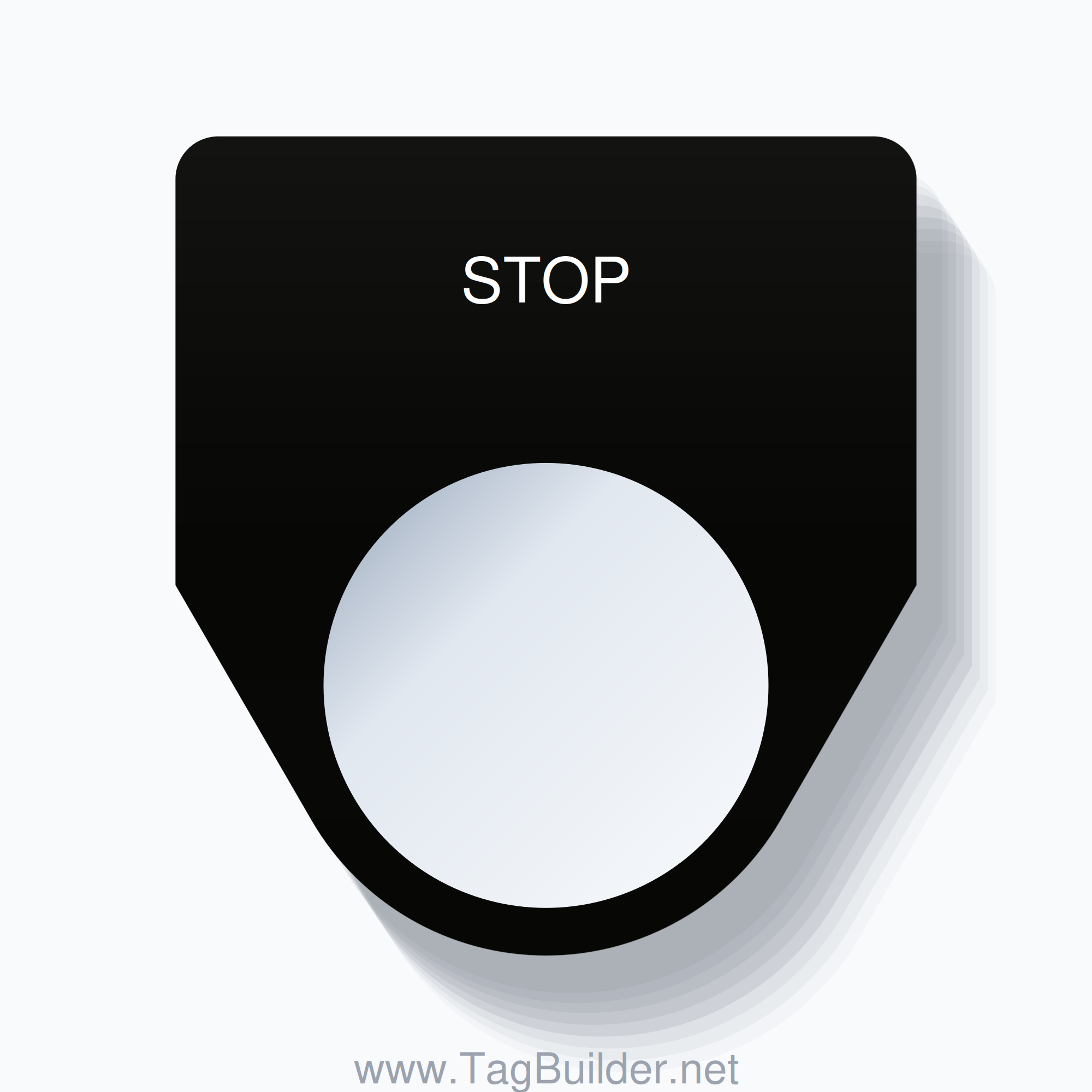 22mm Ring Tag – STOP, White on Black
