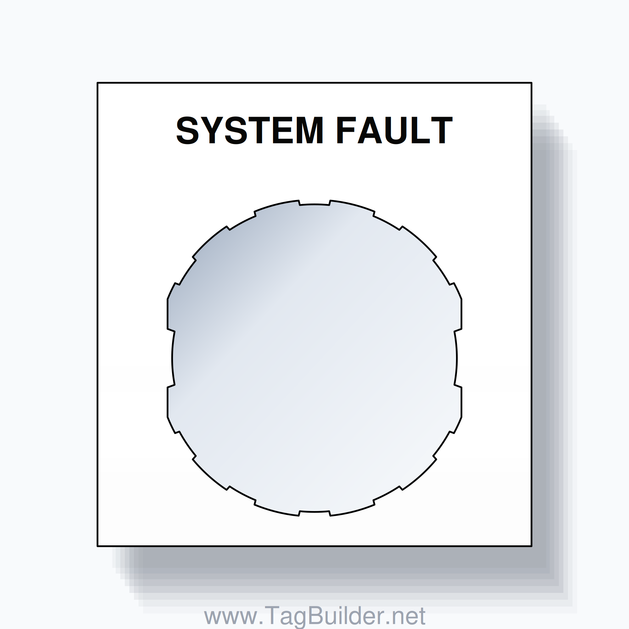 22mm Ring Tag – SYSTEM FAULT, Single-Line Square, Schneider Electric Compatible, Black on White