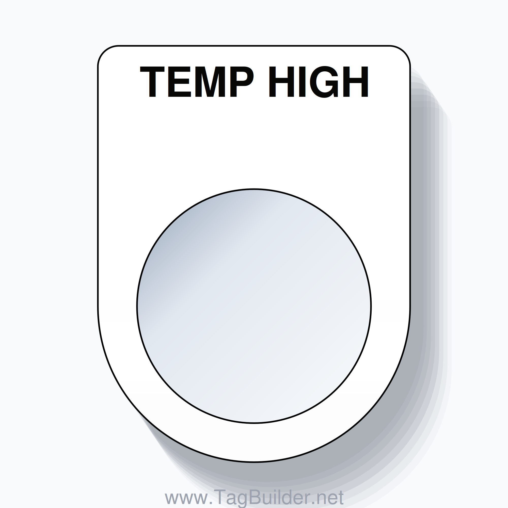 22mm Ring Tag – TEMP HIGH, Single-Line Slim, Black on White
