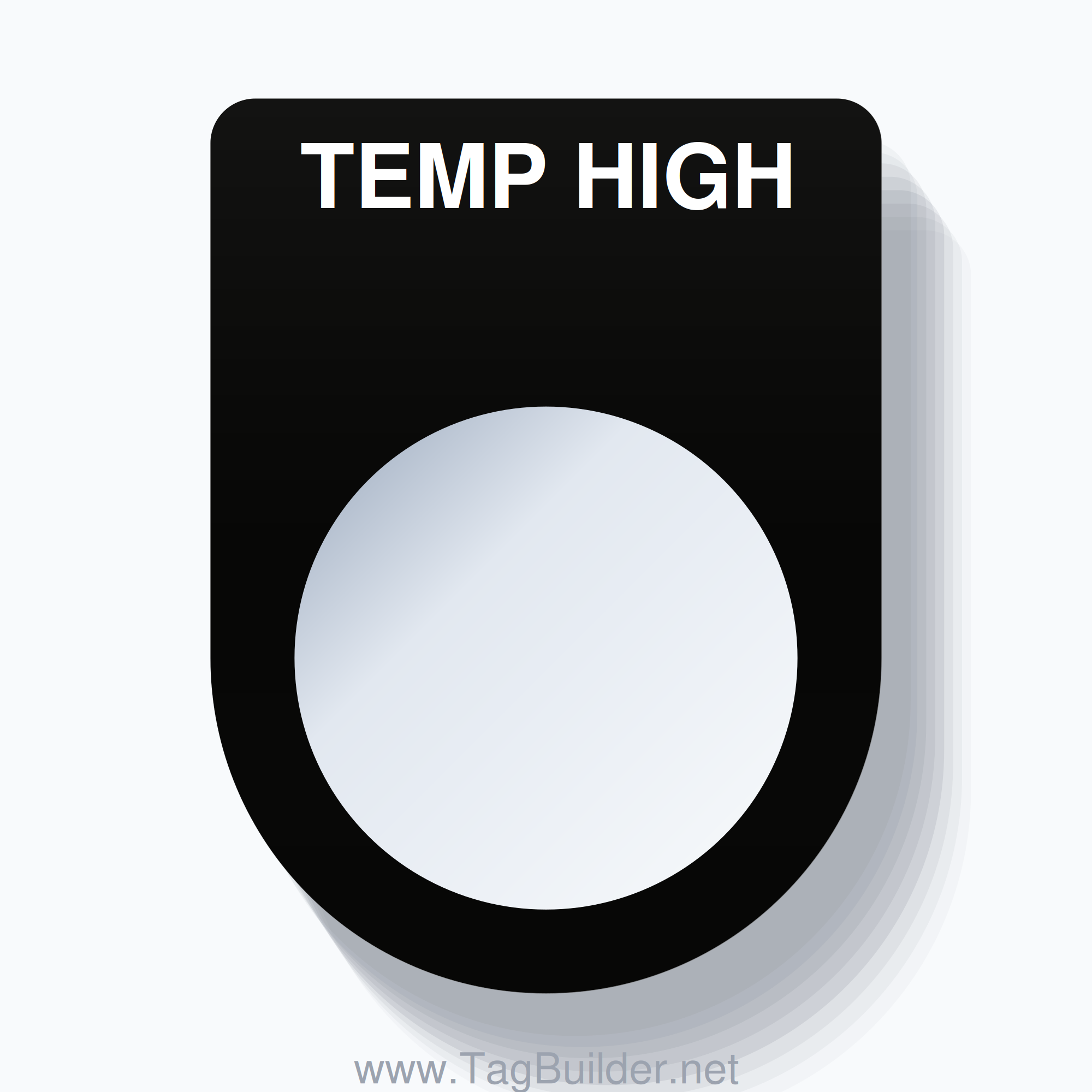 22mm Ring Tag – TEMP HIGH, Single-Line Slim, White on Black