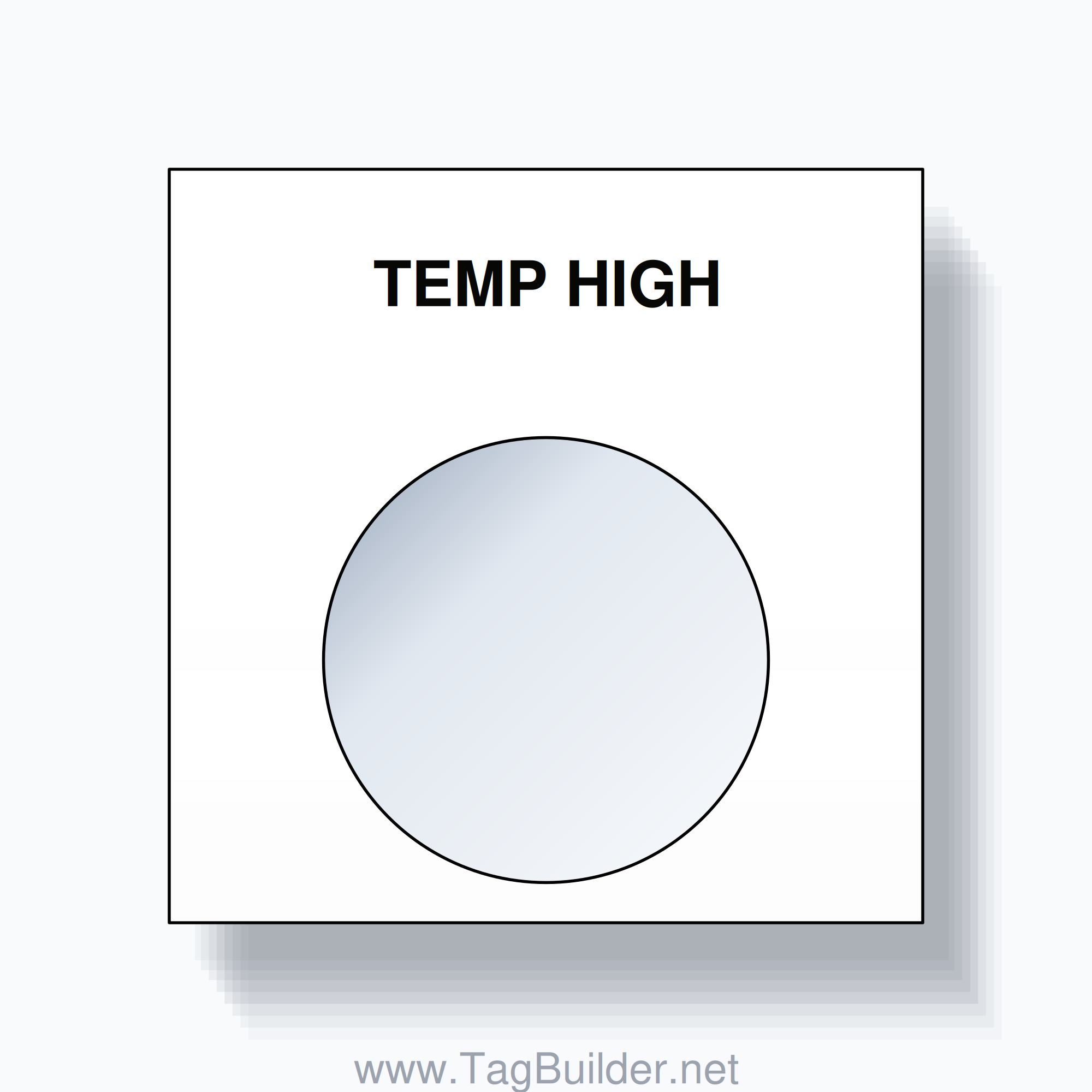 22mm Ring Tag – TEMP HIGH, Single-Line Square, Black on White