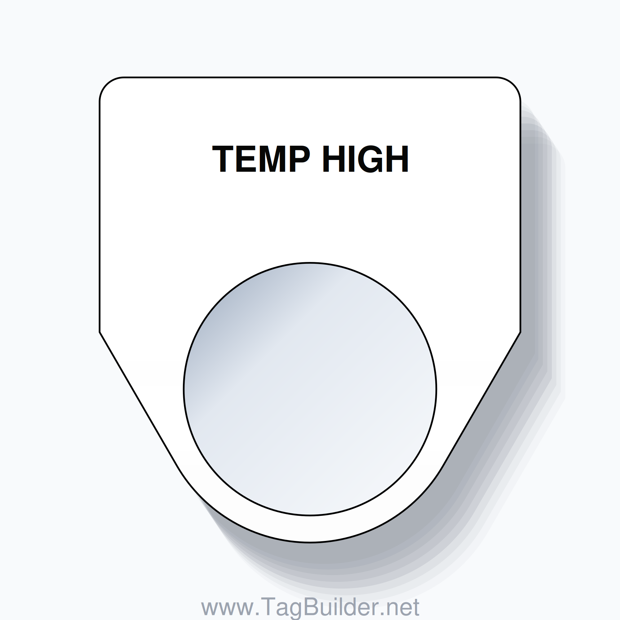 22mm Ring Tag – TEMP HIGH, Single-Line Traditional, Black on White