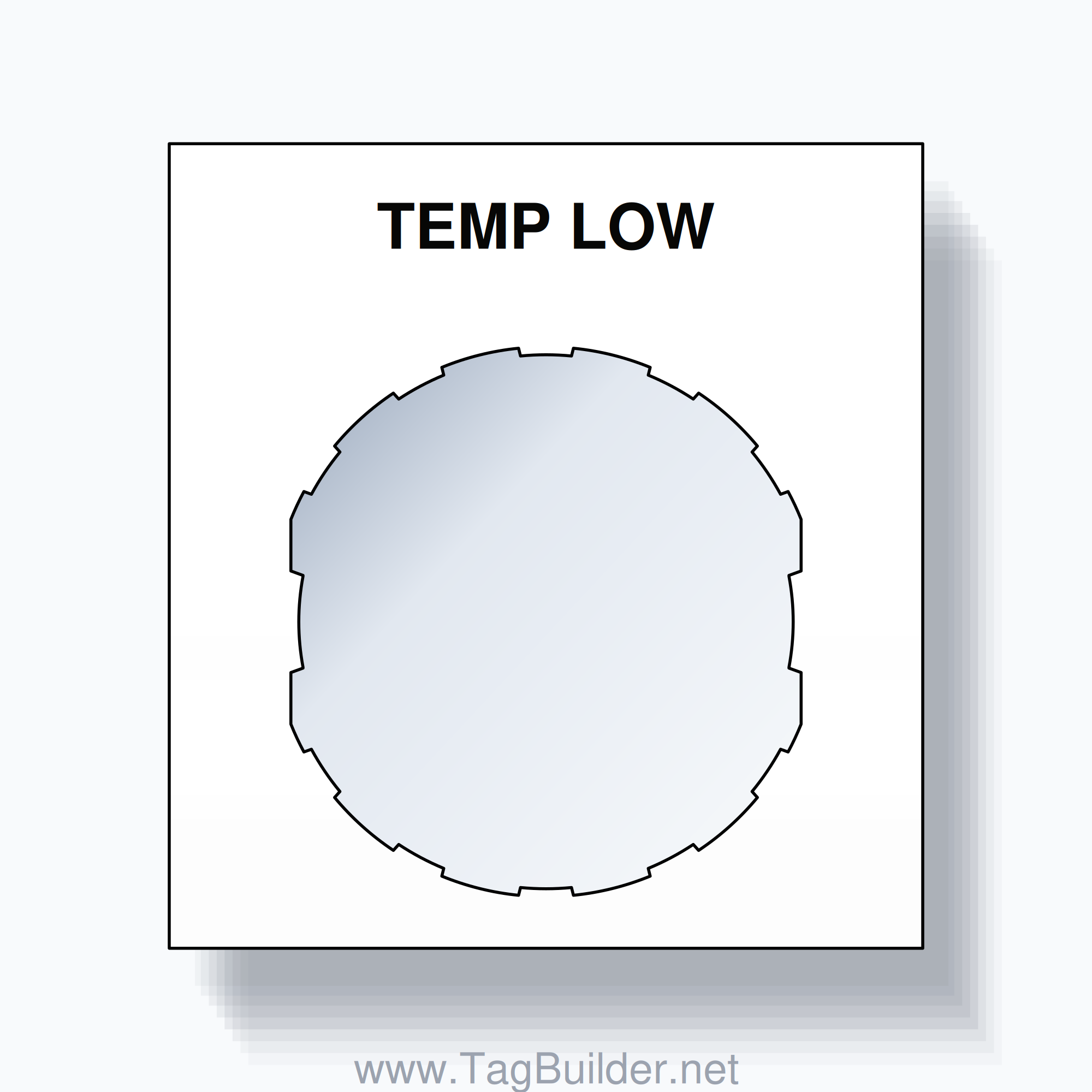 22mm Ring Tag – TEMP LOW, Single-Line Square, Schneider Electric Compatible, Black on White