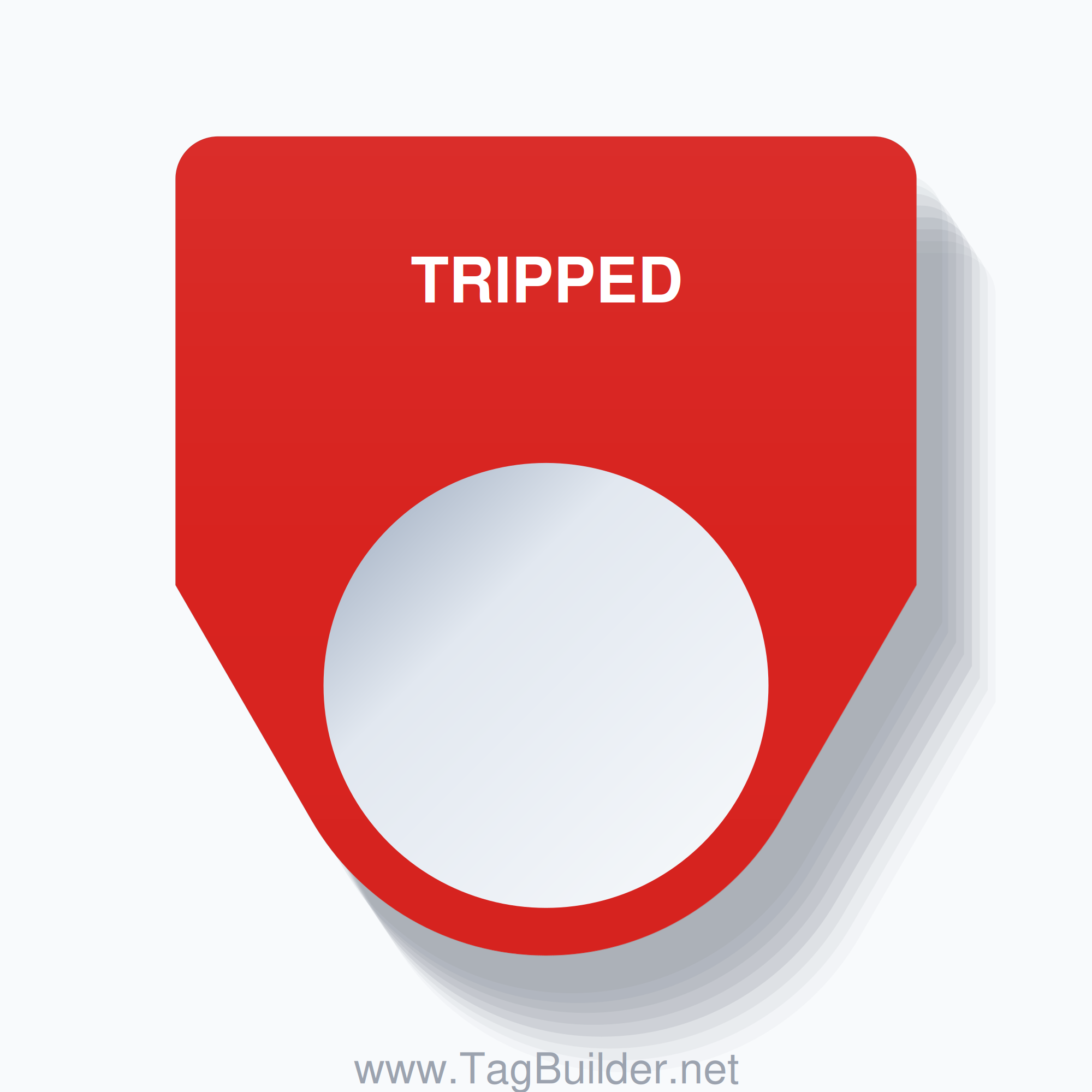 22mm Ring Tag – TRIPPED, Single-Line Traditional, White on Red