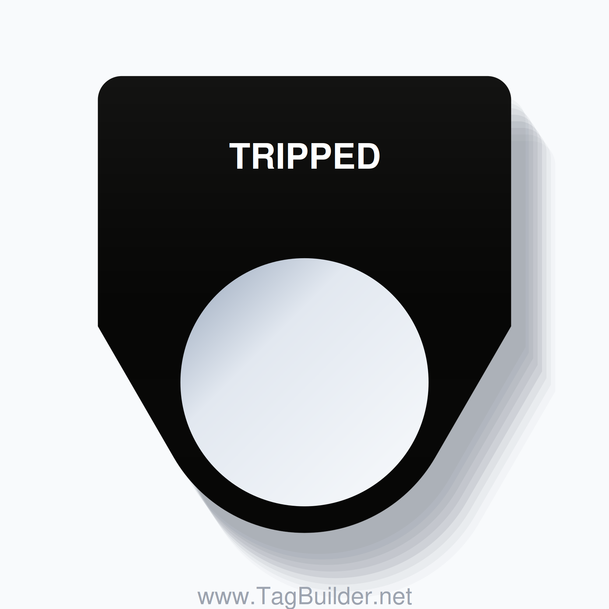 22mm Ring Tag – TRIPPED, Single-Line Traditional, White on Black