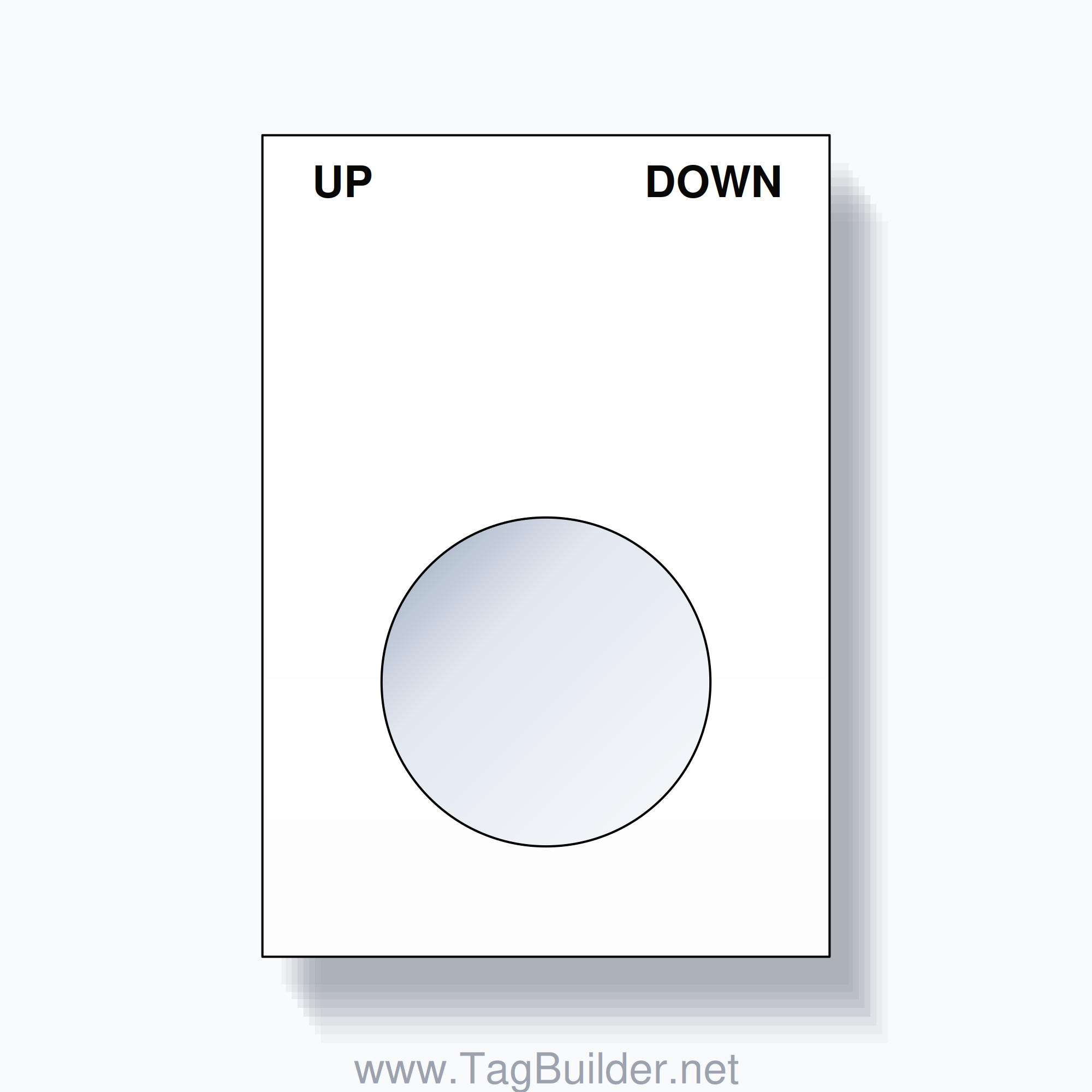 22mm Ring Tag – UP DOWN, Two-Line Squared, Black on White