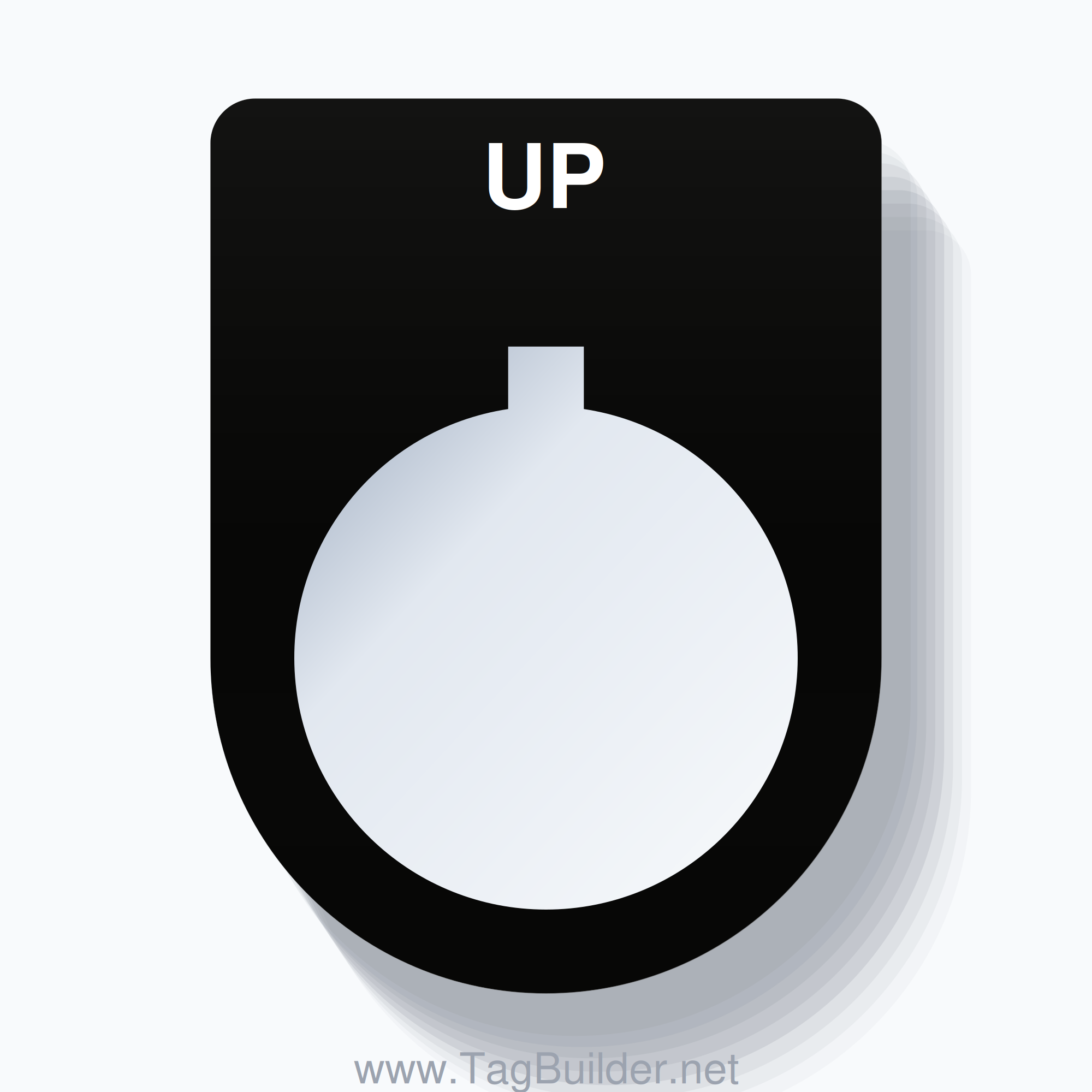 22mm Ring Tag – UP, Single-Line Slim, Allen-Bradley Compatible, White on Black