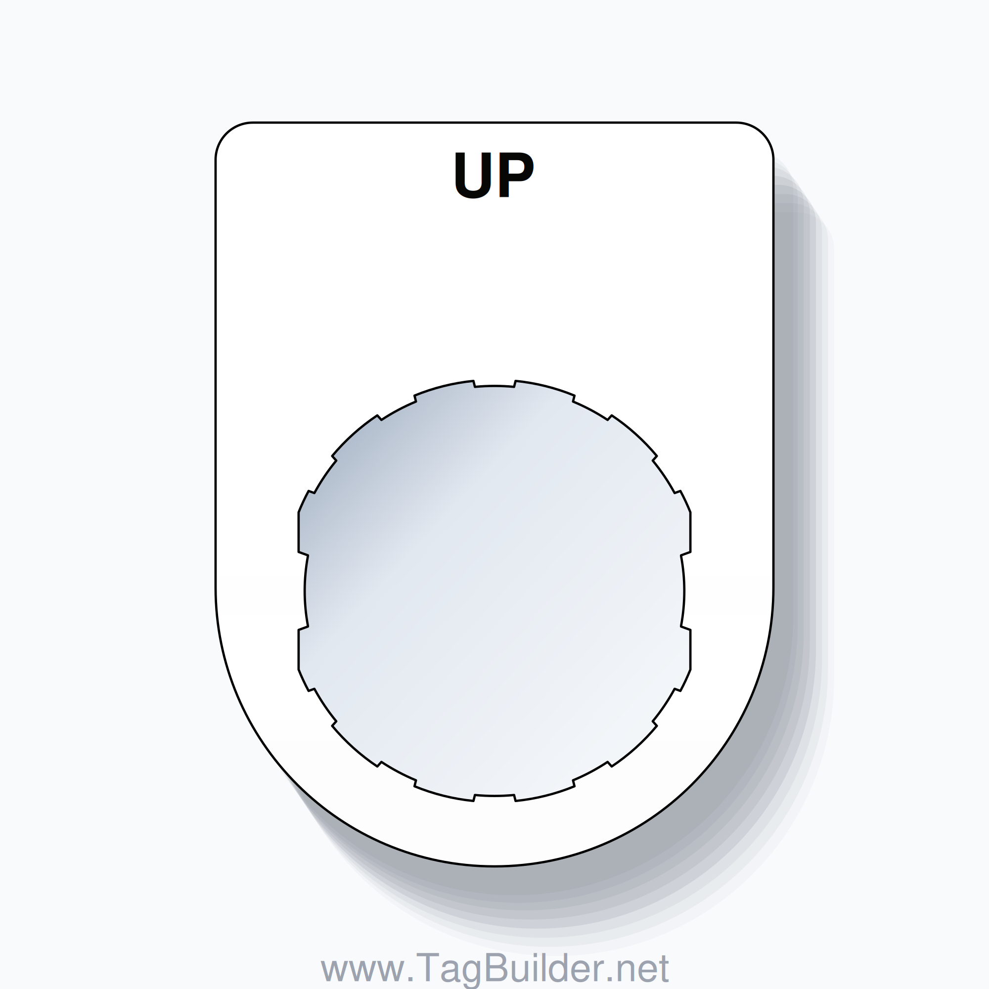 22mm Ring Tag – UP, Single-Line Slim, Schneider Electric Compatible, Black on White