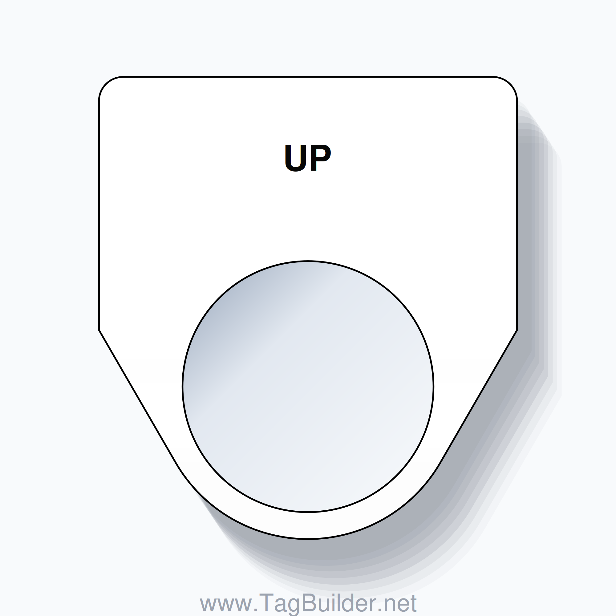 22mm Ring Tag – UP, Single-Line Traditional, Black on White