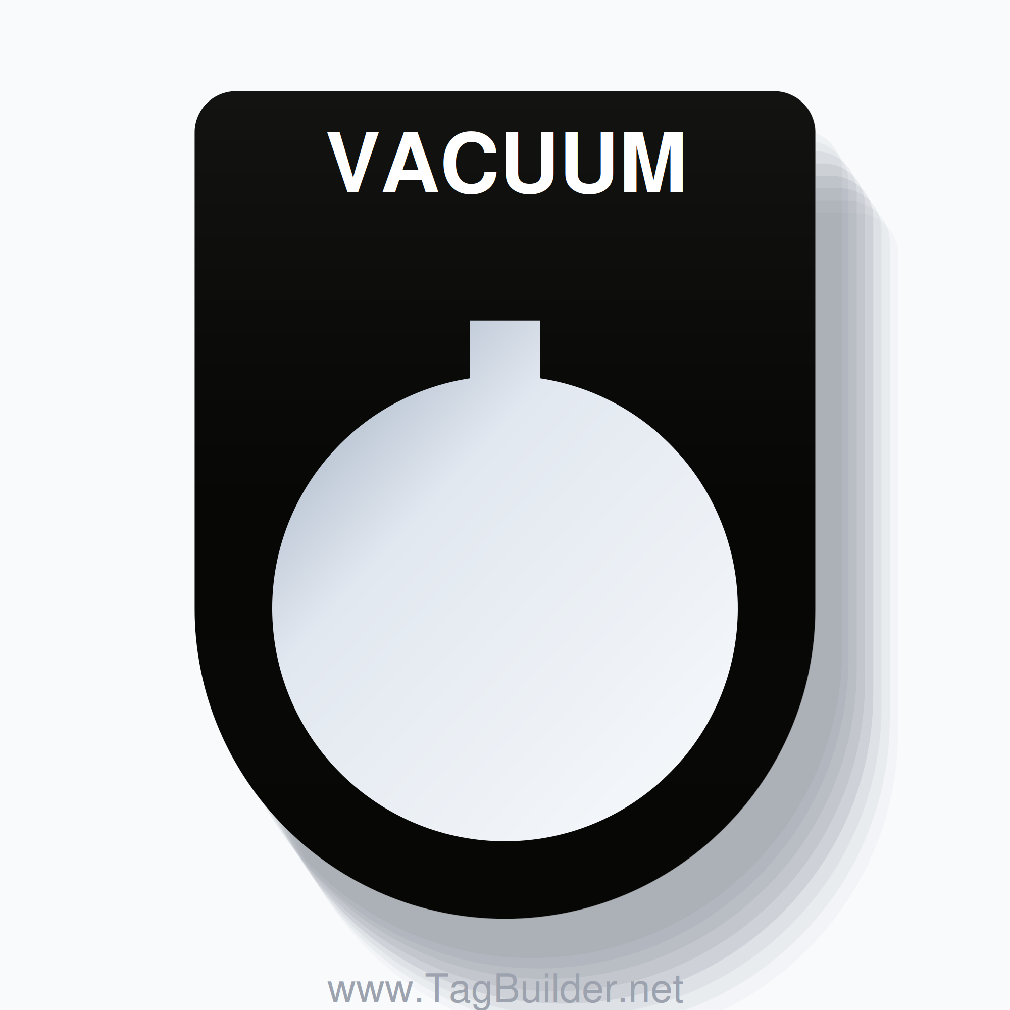22mm Ring Tag – VACUUM, Single-Line Slim, Allen-Bradley Compatible, White on Black