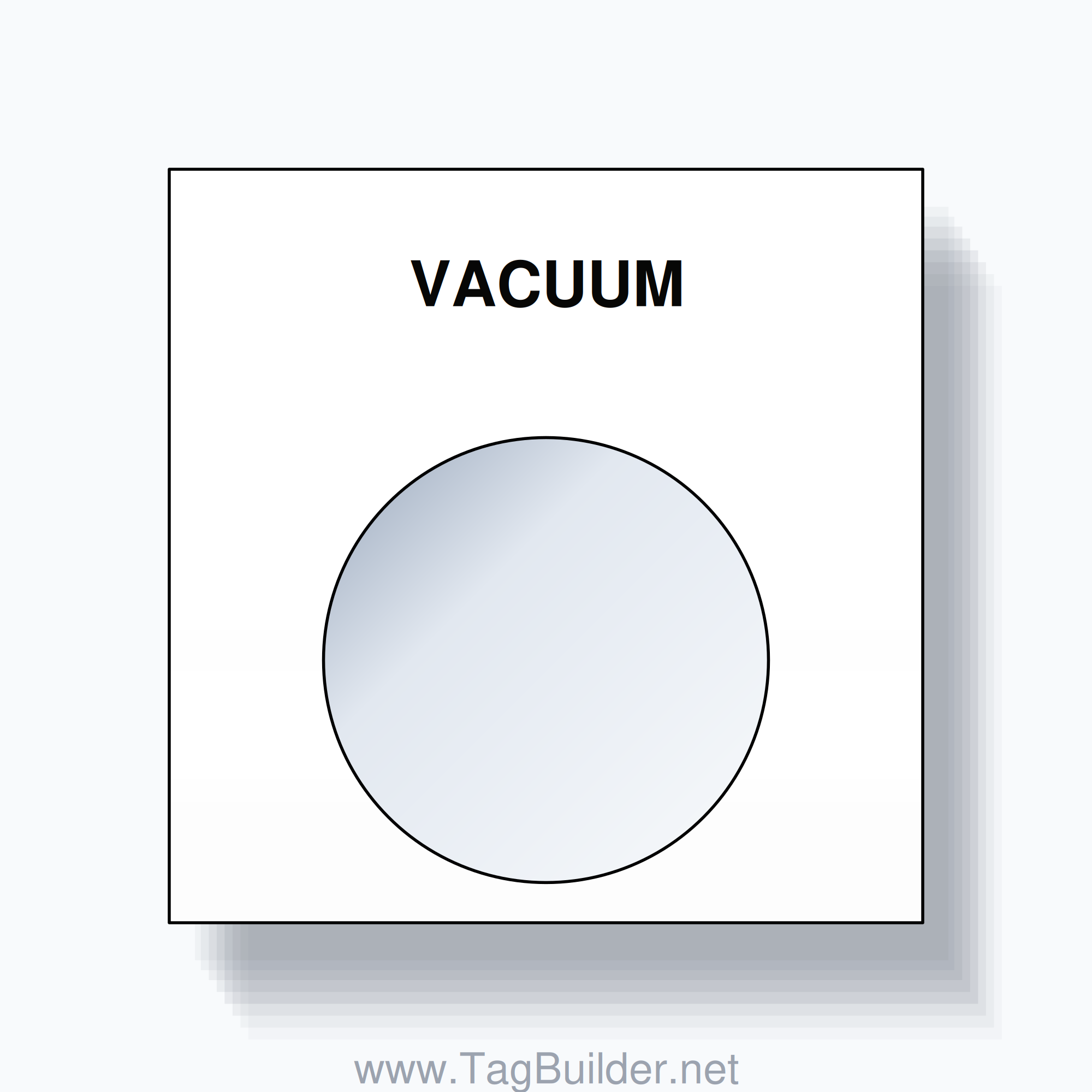 22mm Ring Tag – VACUUM, Single-Line Square, Black on White