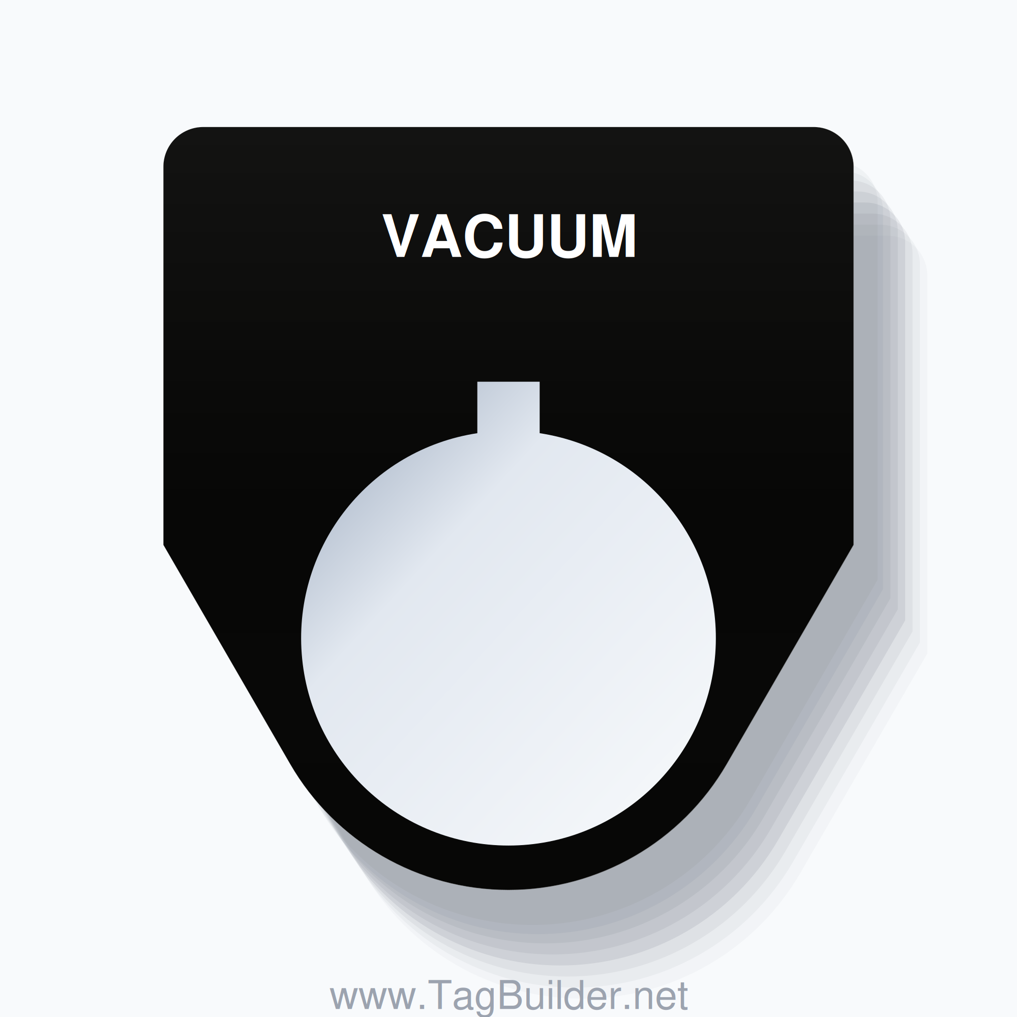 22mm Ring Tag – VACUUM, Single-Line Traditional, Allen-Bradley Compatible, White on Black