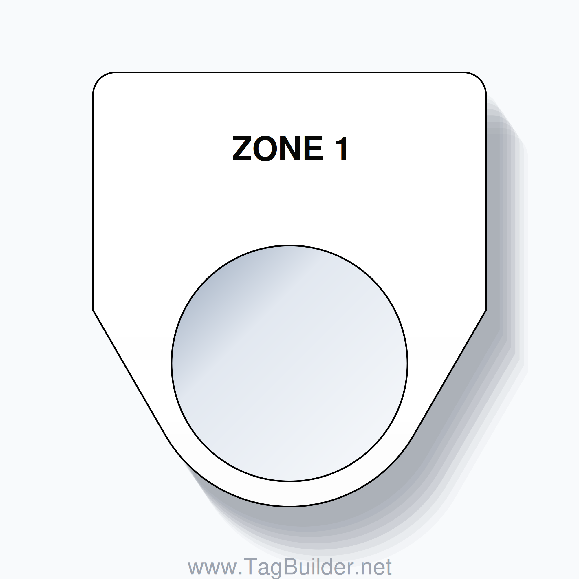 22mm Ring Tag – ZONE 1, Single-Line Traditional, Black on White